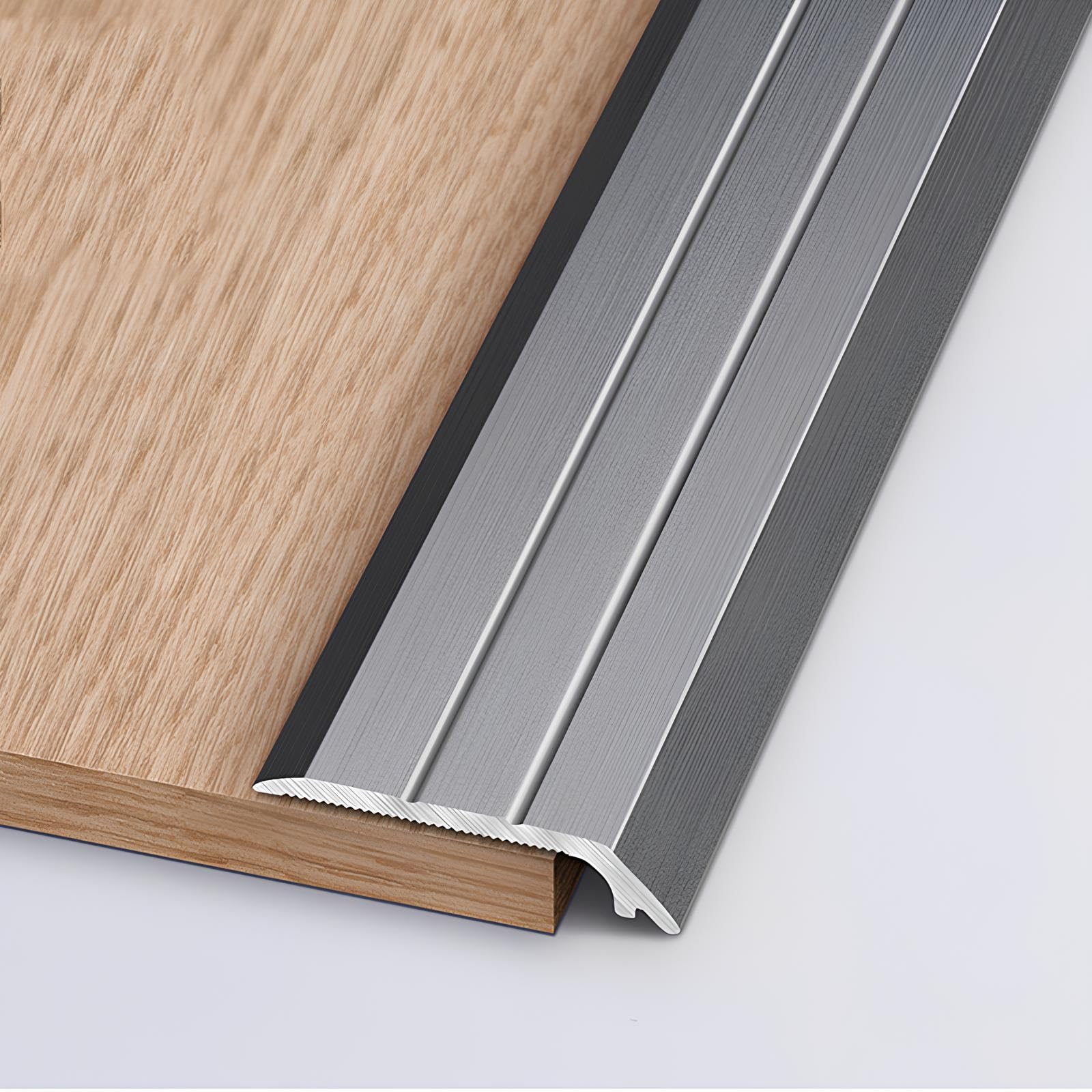 Metal Floor Transition Strip, Aluminum Threshold for Doorways for Gaps from 2-5mm, for Doorways Ramp Tile Wood Vinyl Laminates(Gray)