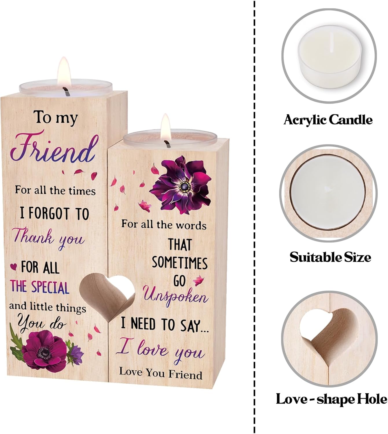 Friend for Women, Friendship Gifts for Women, Best Friend Birthday Gifts, Friend Candle Holders, Heartfelt Home Decor Gift - Image 4
