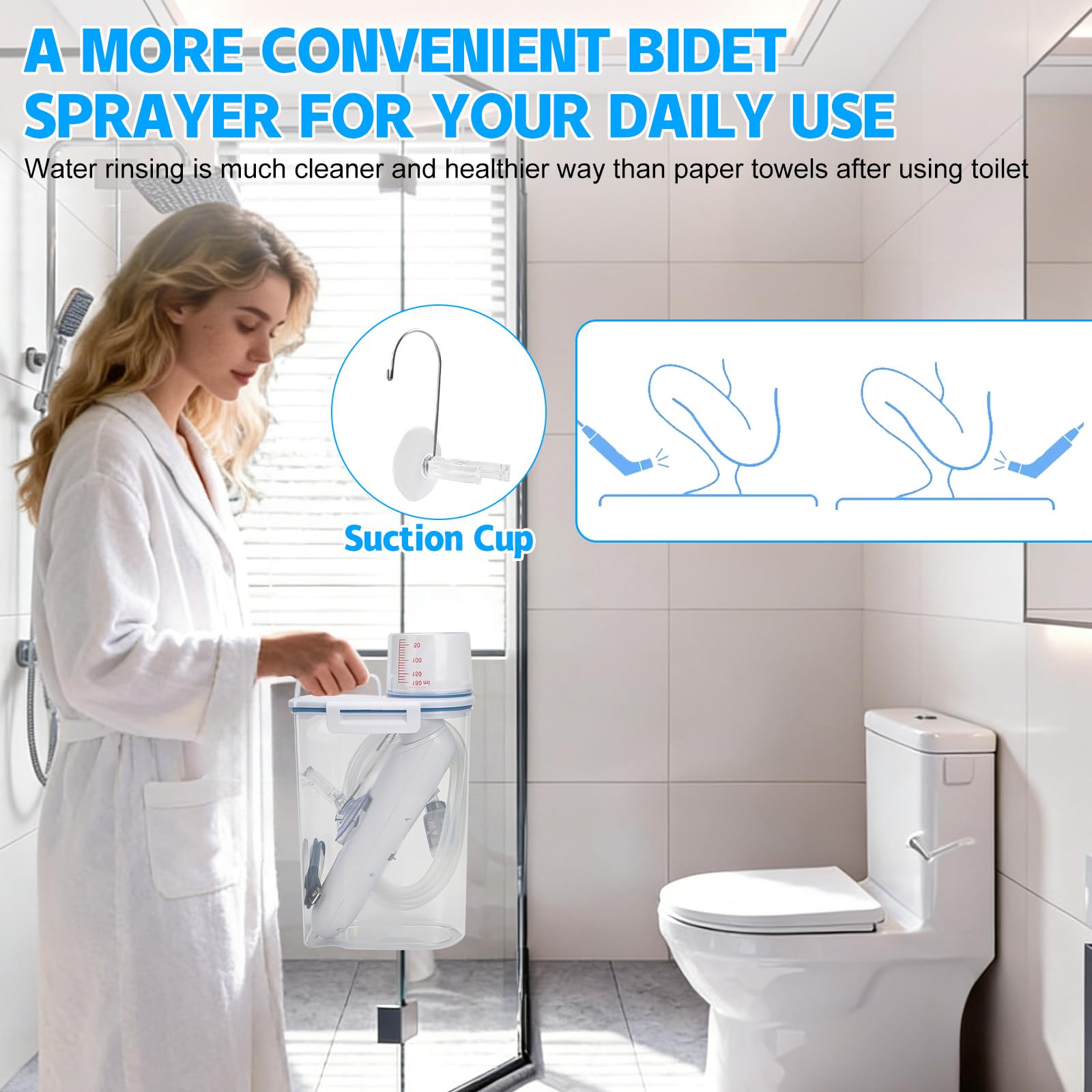 Bidet Portatile Post Parto, Bidet Portatile da Viaggio, Peri Bottle Post Parto con 2.5l Serbatoio, Ricaricabile Bidet Elettrico Portatile, Attività All'aperto Campeggio Bottiglia Spray a Mano
