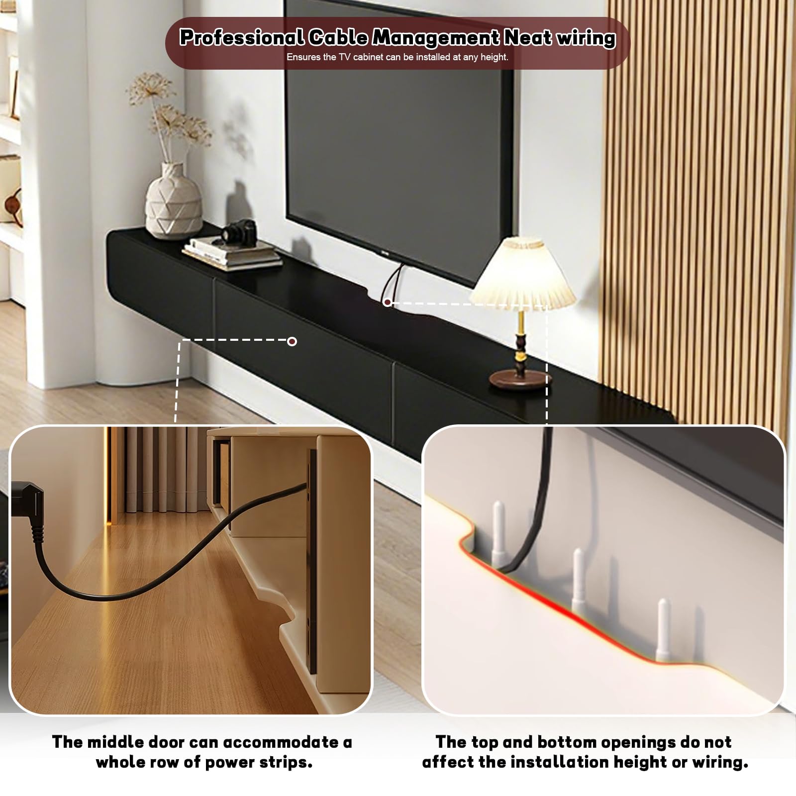 Tv Lowboard Hängend mit Schublade 140 cm lang für Wohnzimmer Schwarz