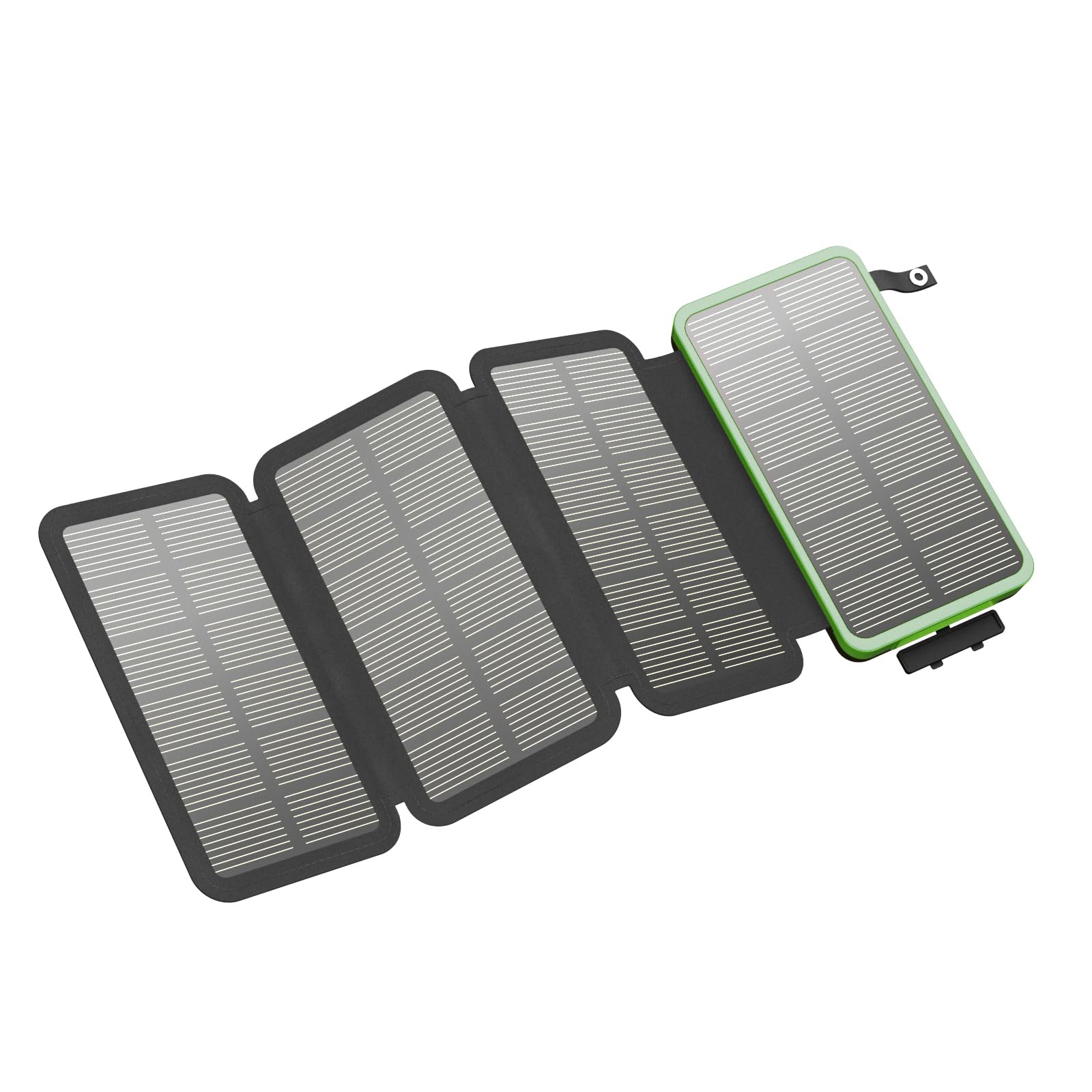 FEELLE Caricatore Solare 25000mAh, Power Bank Solare Batteria Esterna con Doppia Uscita USB 3,0A e 4 Pannelli Solari Pieghevoli Caricatore Portatile per Smartphone, Tablet, Campeggio ecc (Verde)