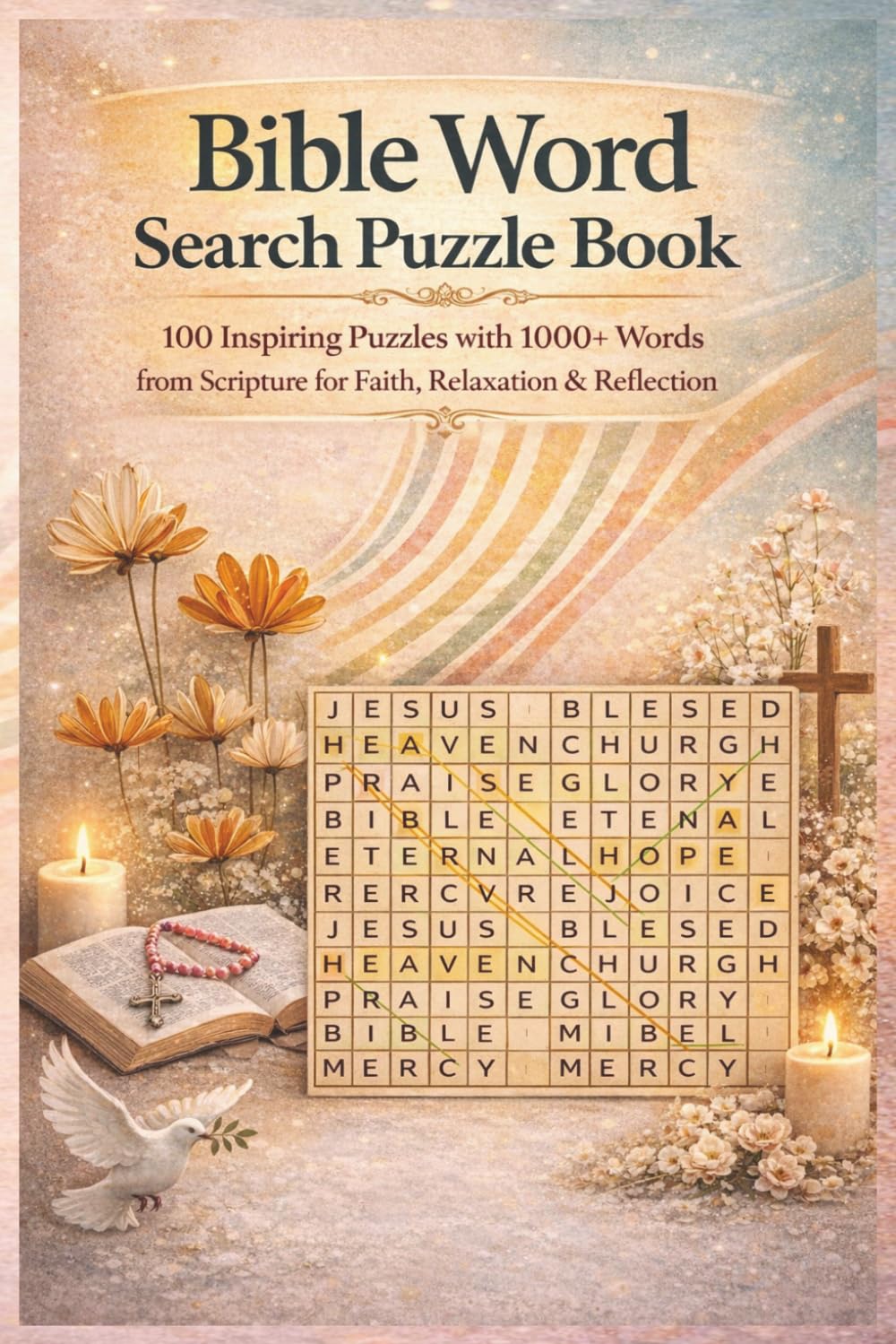 Bible Word Search Puzzle Book for Adults: 100 Inspiring Puzzles with 1000+ Scripture Words | Christian Brain Games for Faith, Relaxation & Reflection | Solutions Included