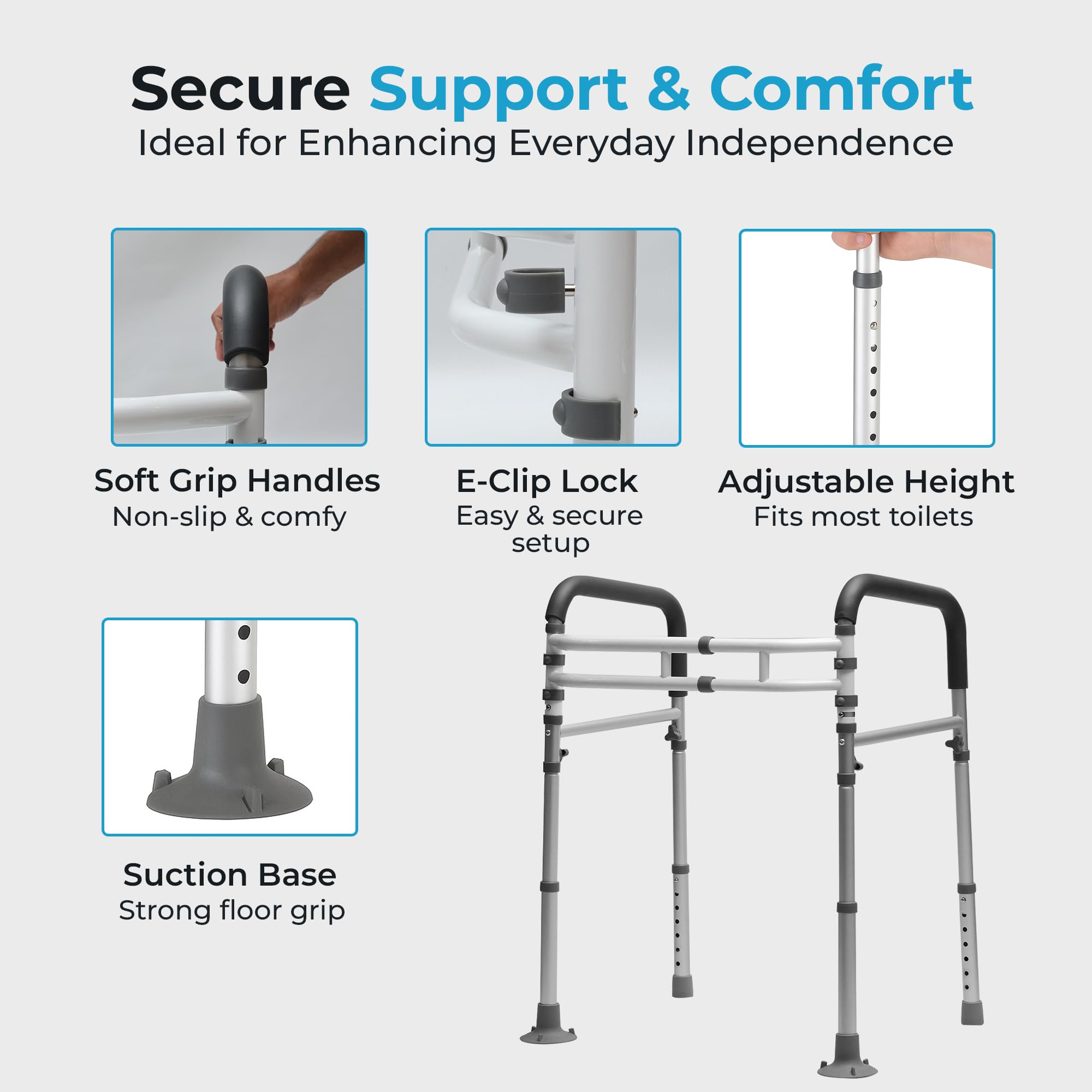 Toilet Safety Rails - Adjustable Support for Seniors -6
