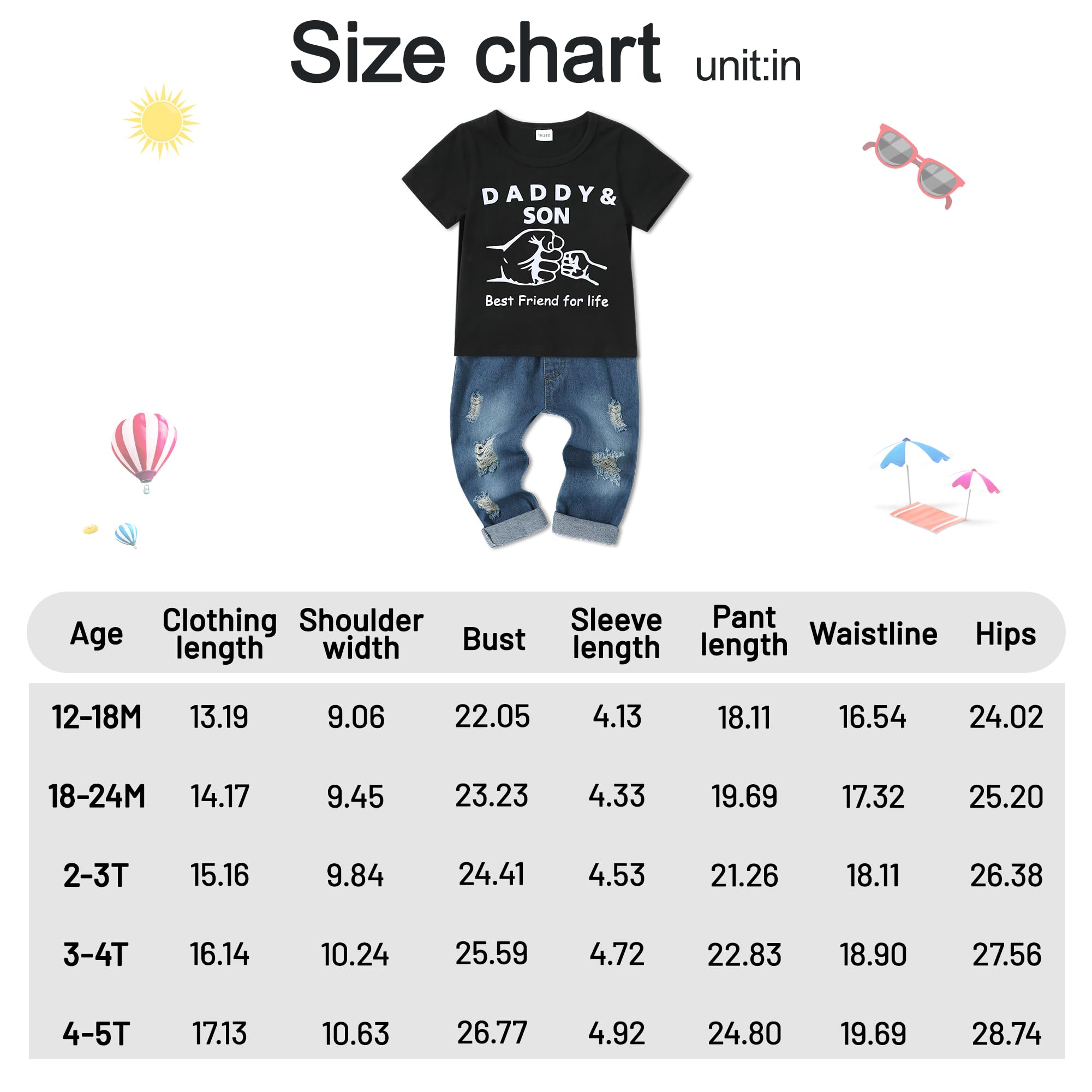 2 Pezzi Bimbo Neonato Completini 1-5 Anni Lettera Stampa Pullover con Cappuccio Top +Pantaloni Jeans Strappati