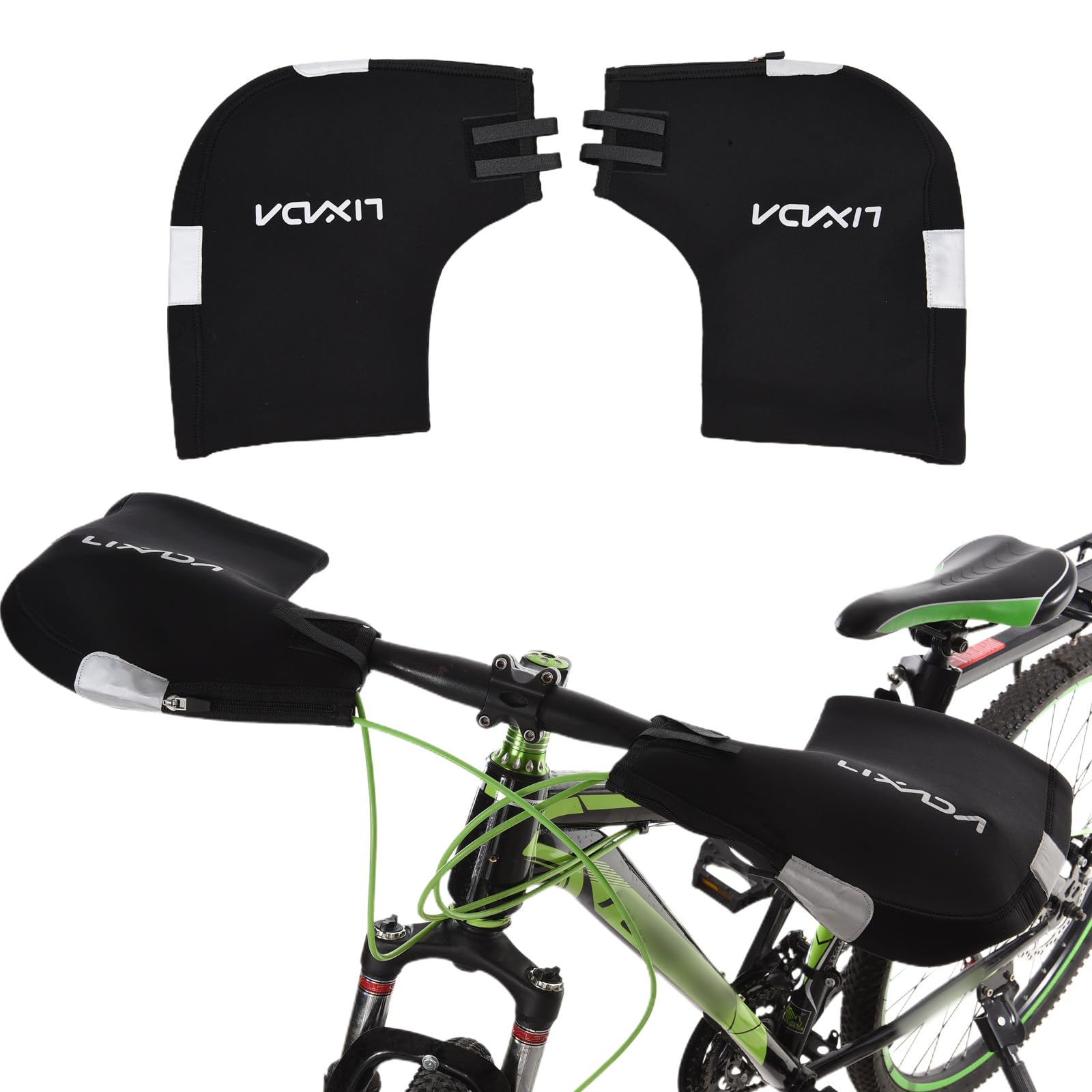 Lixada 1 paire de gants chauds coupe-vent pour guidon de vélo, gants chauffants pour vélo de route, VTT, vélos de banlieue, gants résistants à l'eau