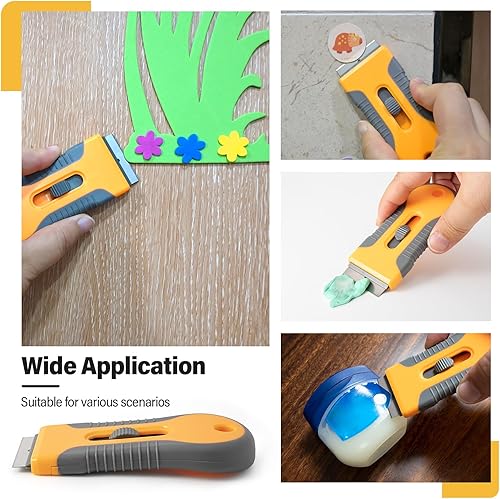 Miniatura 8 de Gomake Herramienta raspadora de hoja de afeitar, raspador de pintura de pared, raspador de vidrio con cuchillas de afeitar adicionales para