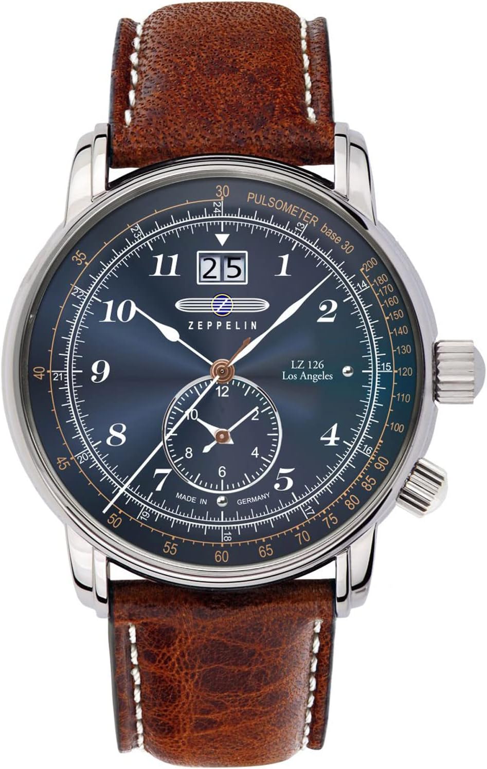Zeppelin Herrenuhr mit Lederband Serie LZ126 Los Angeles Großdatum Big Date GMT 8644
