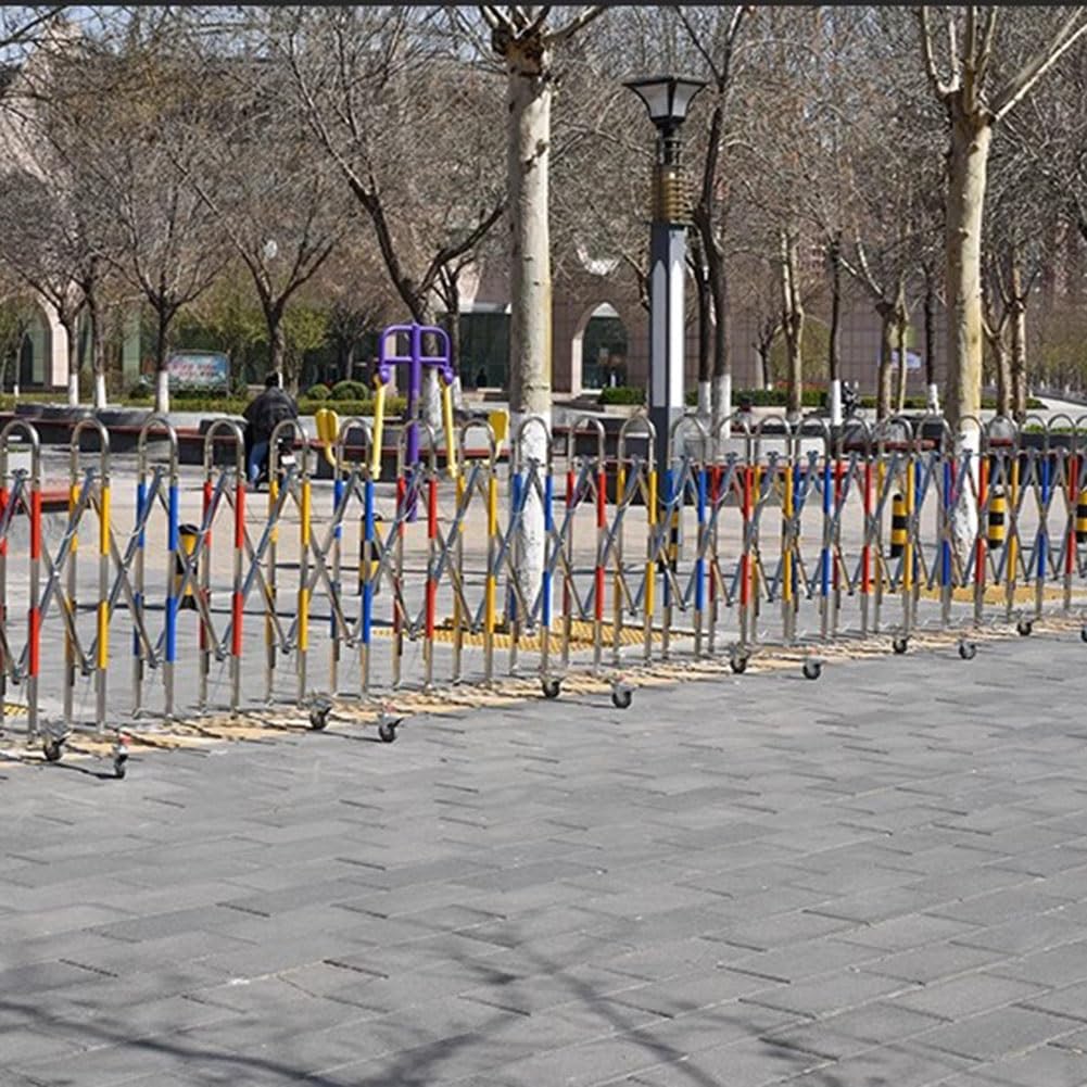 Genérico Barrera de Seguridad metálica portátil y Extensible - Valla Exterior retráctil de 1,5 x 7 m con Ruedas para entradas de vehículos, Eventos y Control de Mascotas - Solución de Seguridad Ideal