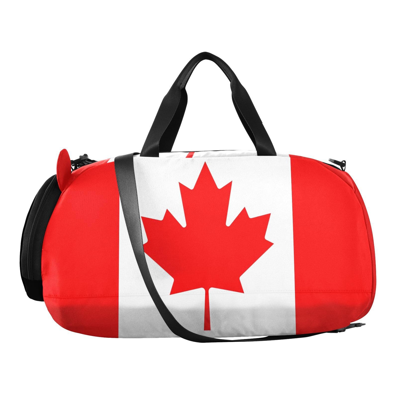 Canada Flag Girl's Gym Duffel Bag with Shoes Compartment Lightweight Sports Duffel Bag for Travel, Sports, Fitness & Workout bolso para gym mujer