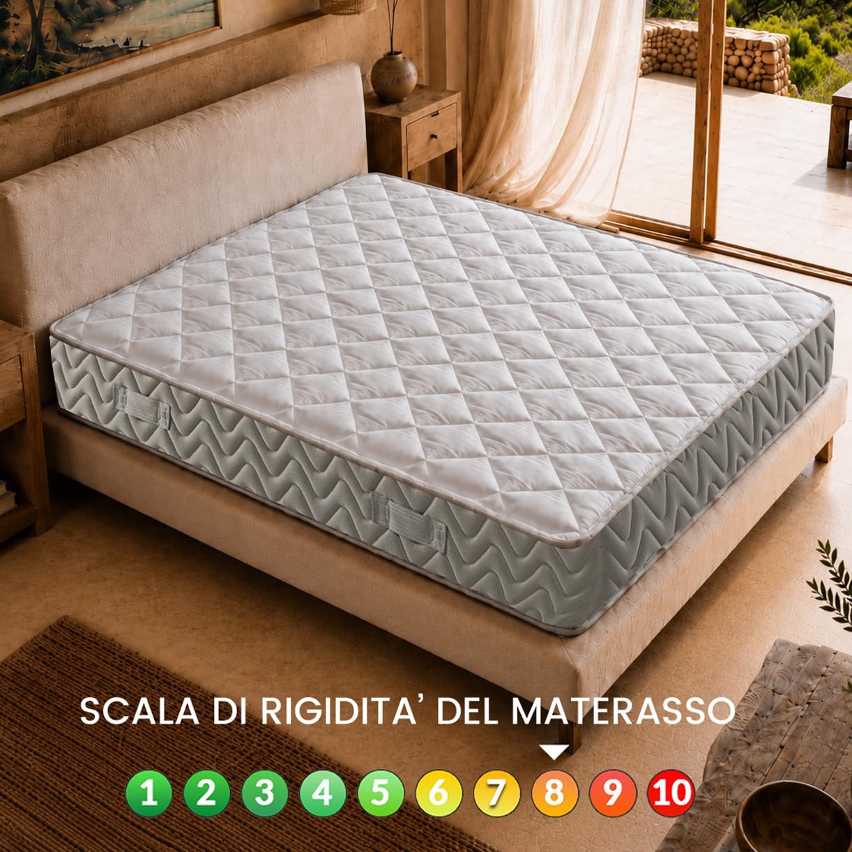 GEEMMA s.r.l. Materasso a molla matrimoniale rigido 160X190 Cm Disp. Medico DETRAIBILE, capovolgibile lato rigido/semirigido Massaggiante H21cm, ZONE DIFFERENZIATE anallergico- MOD. MASSAGE.21