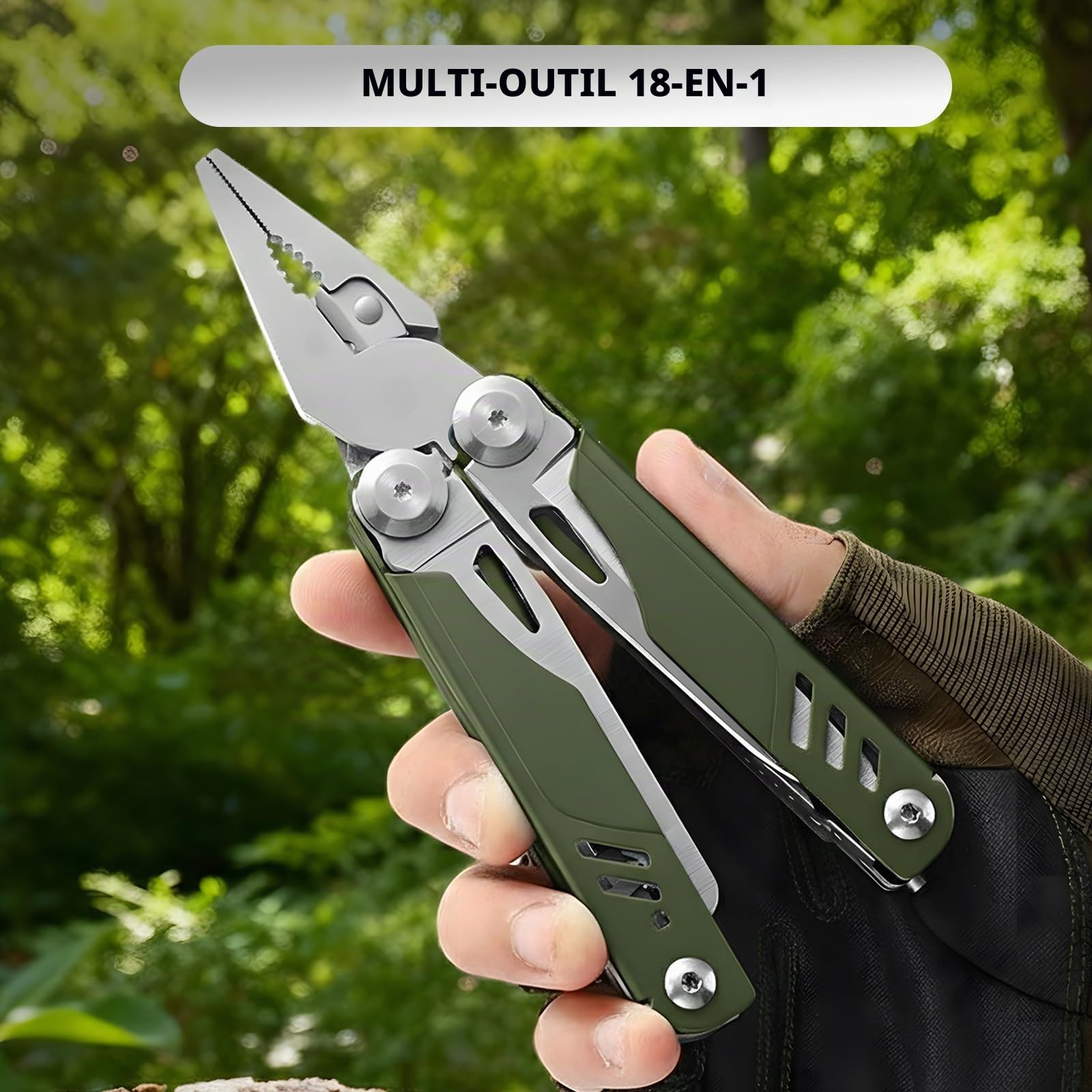 Multitool 18-en-1 avec lame – Outil multifonction EDC en acier inoxydable