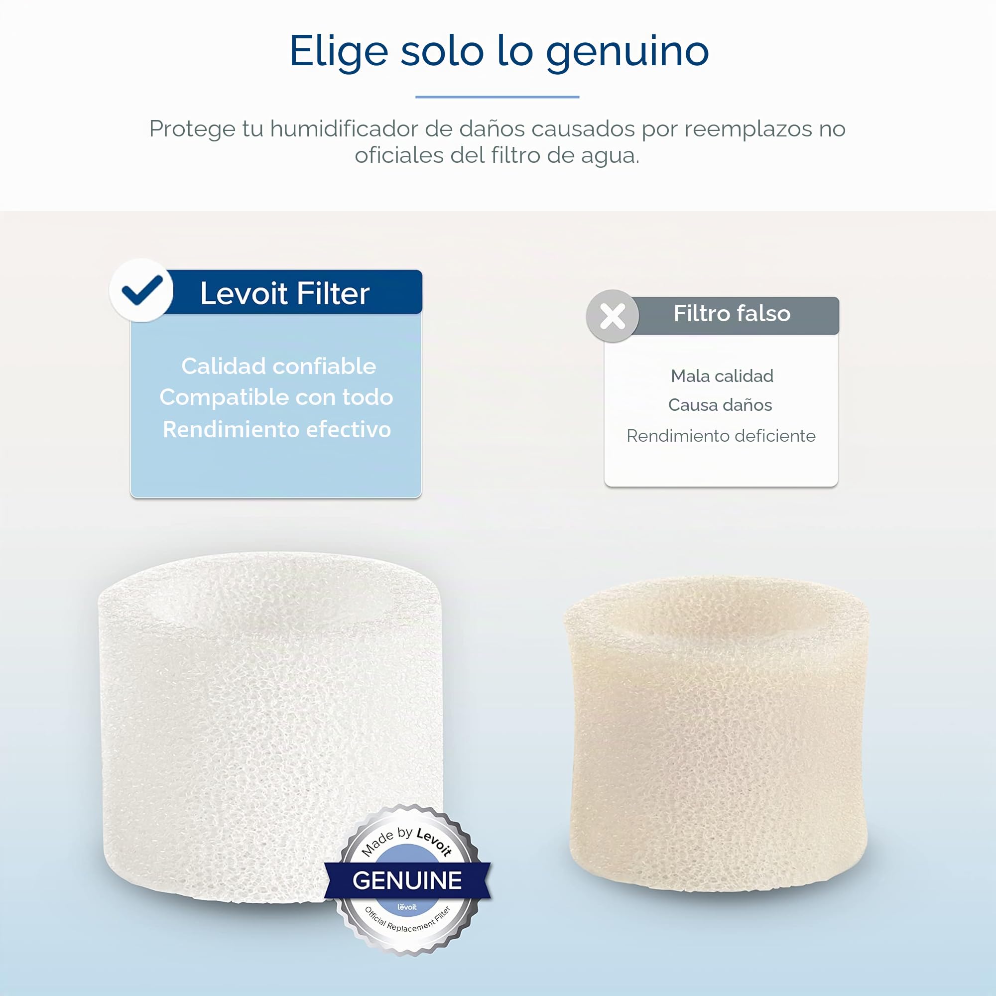 LEVOIT Filtro de Repuesto para Humidificador, Captura las Partículas Finas del Depósito de Agua para Mejorar la Eficacia de la Humidificación, Compatible con Levoit Humidificador, Paquete de 10