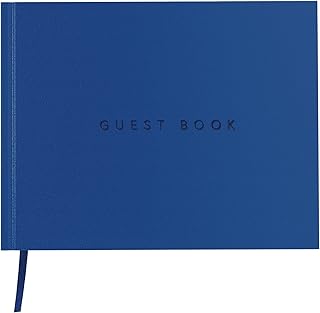 Useful Co. Classic Black Guest Book, Guest Book Alternative for Party, Sign in Book, Vacation Home, Funeral Guest Book, Hardbound Guestbook, Leather Cover, 112 Pages, 9 x 7 Inches - Blue