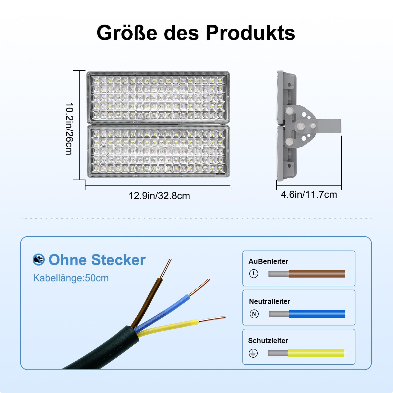 Reflektor zewnętrzny LED, 28000 lm, 200 W, 6500 K, zimna biel, IP67, wodoszczelny reflektor zewnętrzny z ochroną przed przepięciem 10 kV, do ogrodu, na parking, oświetlenie zewnętrzne