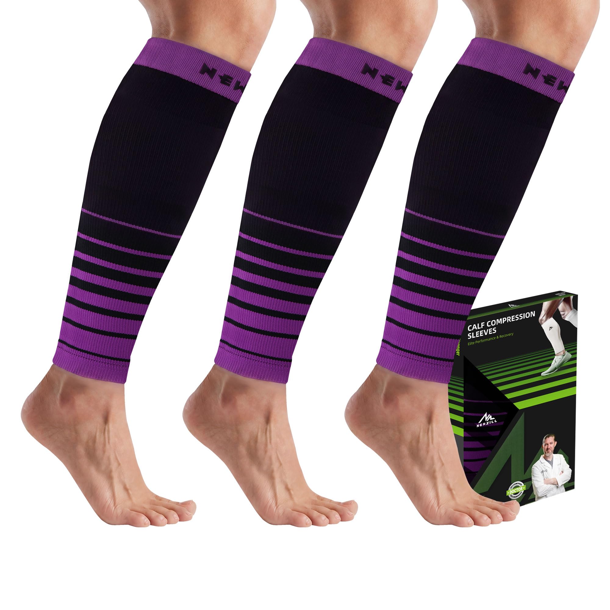 NEWZILL Compression Calf Sleeves (20-30mmHg) for Men &amp; Women Perfect Option to Compression Socks for Running Travel Nursing