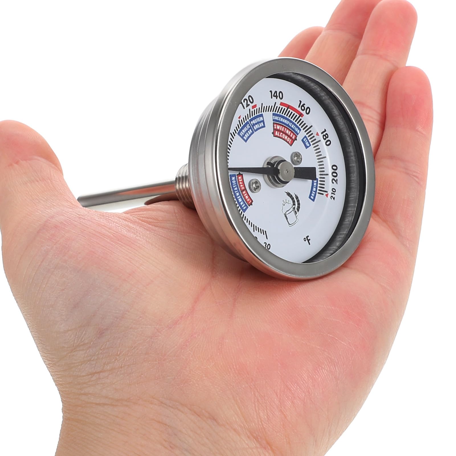 Termometro a Quadrante in Acciaio Inox per Vinificazione | Letture Precise, Uso Versatile, per Botte Vino e Attrezzatura Brassicola