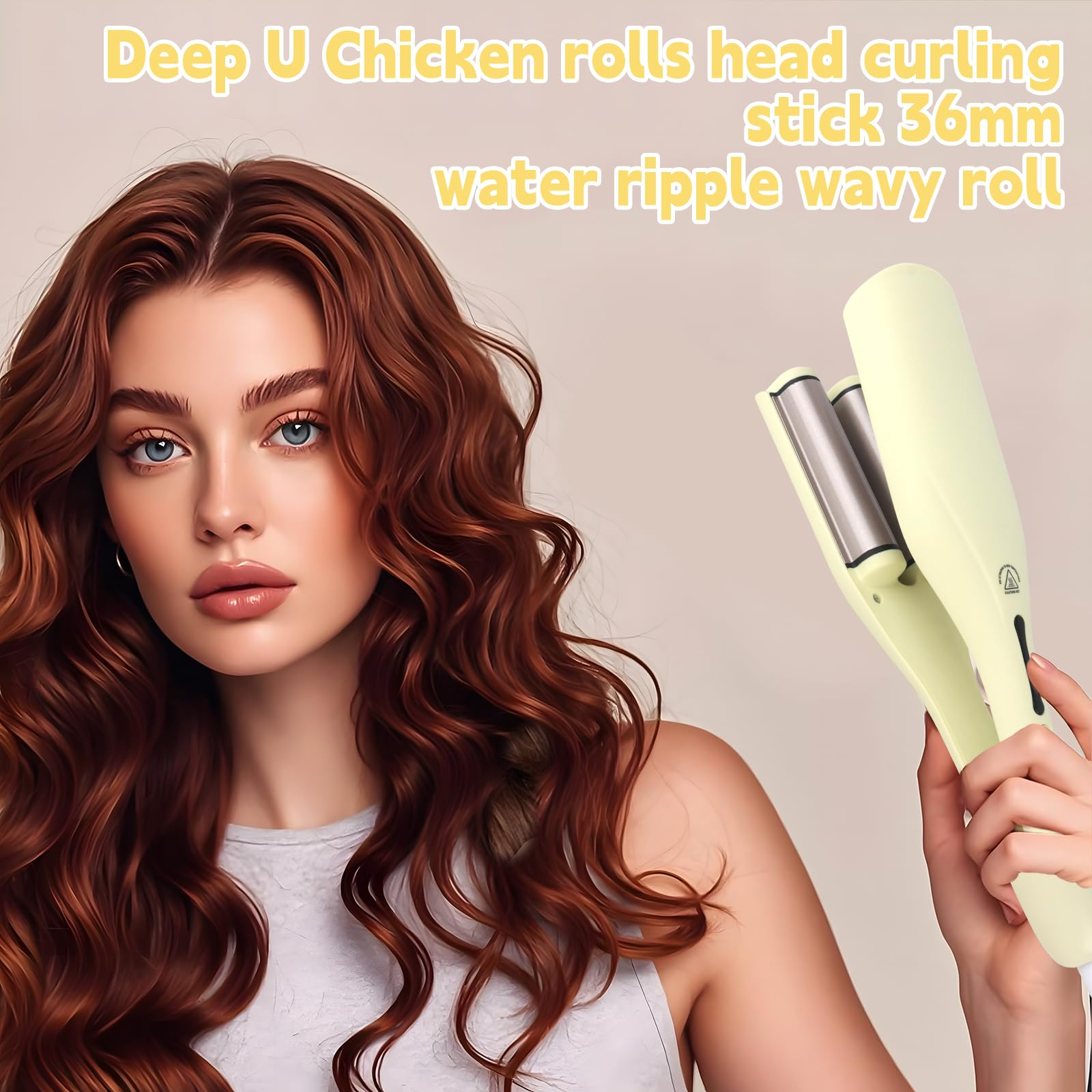 Fer à Onduler, 36mm Fer a Onduler Cheveux, Fers à Onduler Style Ondulé Avec 5 Températures Réglables, Mermaid Waves, En Forme De V Friseur Cheveux, Fers à Onduler Pour Cheveux Longs Et Courts