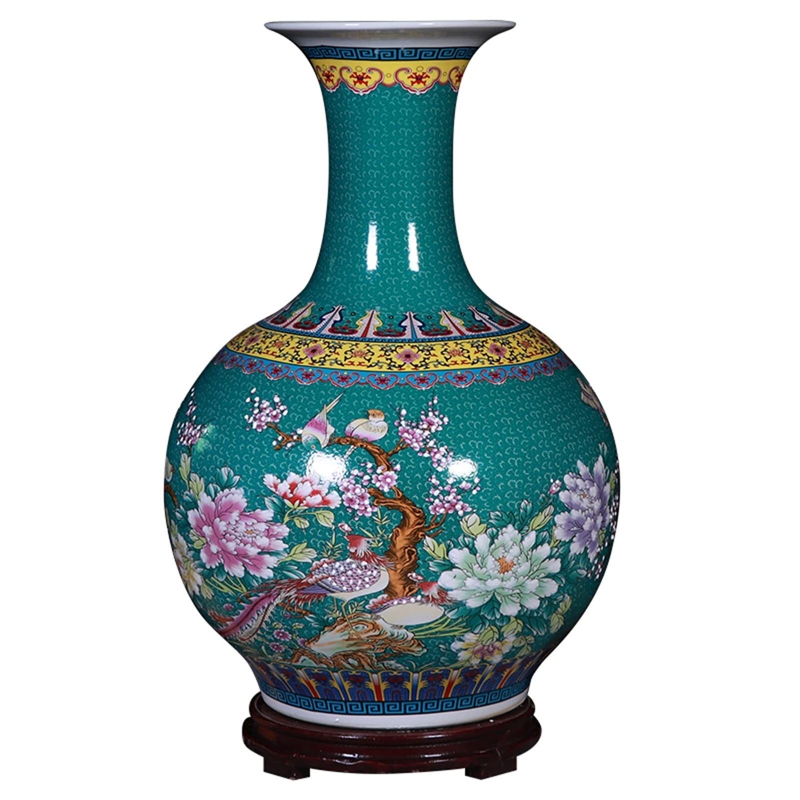asdchZen Vases Ceramic Vase 21.6 Inch Large Blue And White Porcelain Flower Vase Chinese Style Enamel Painted Stoneware Decorative Vases Vases For Decor
