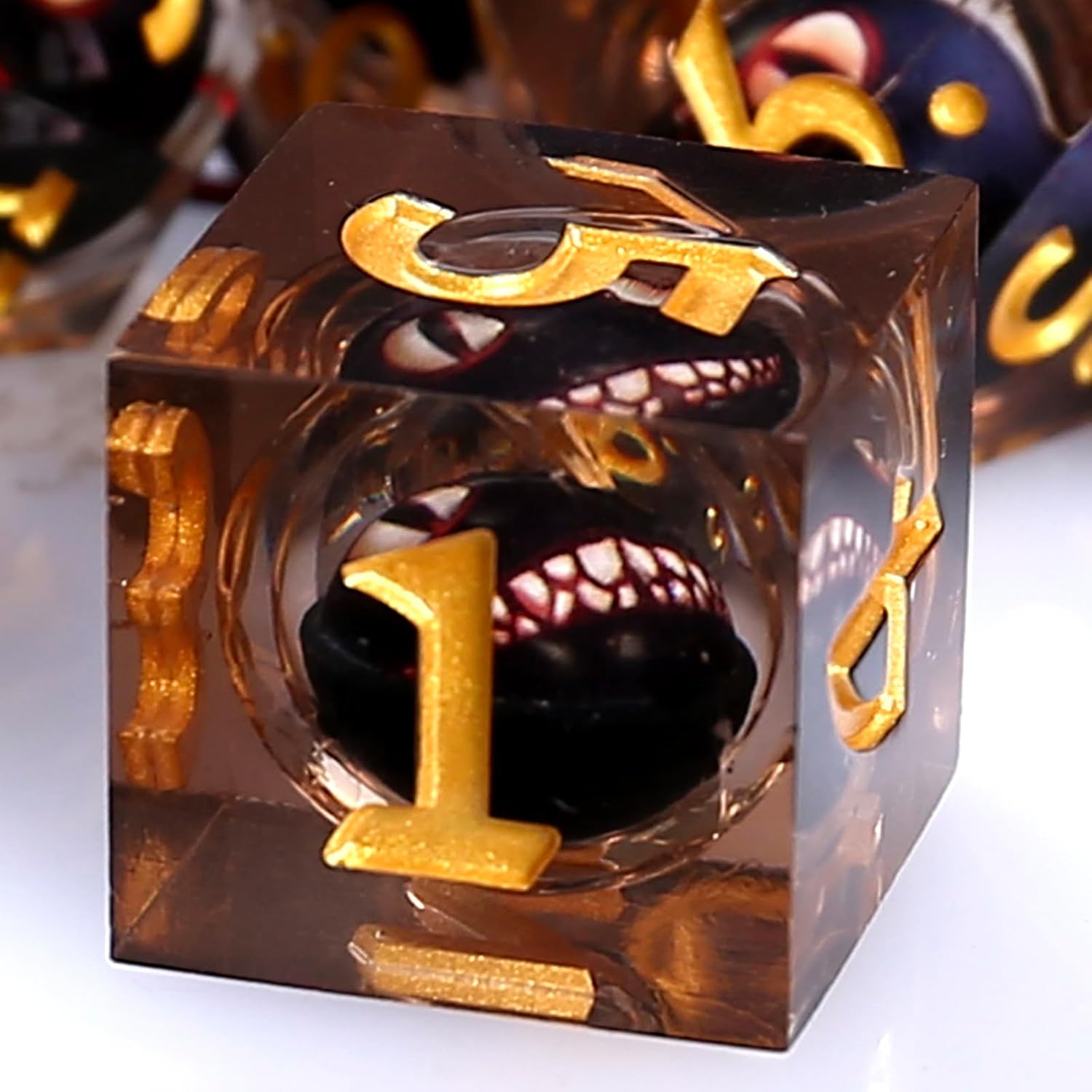 Sharp Edge Dice DND, DND Eyeball Dice Set, Liquid Core Dragon Eye Dice for Role Playing Table Games (Sharp Edge, Black Elf-2)