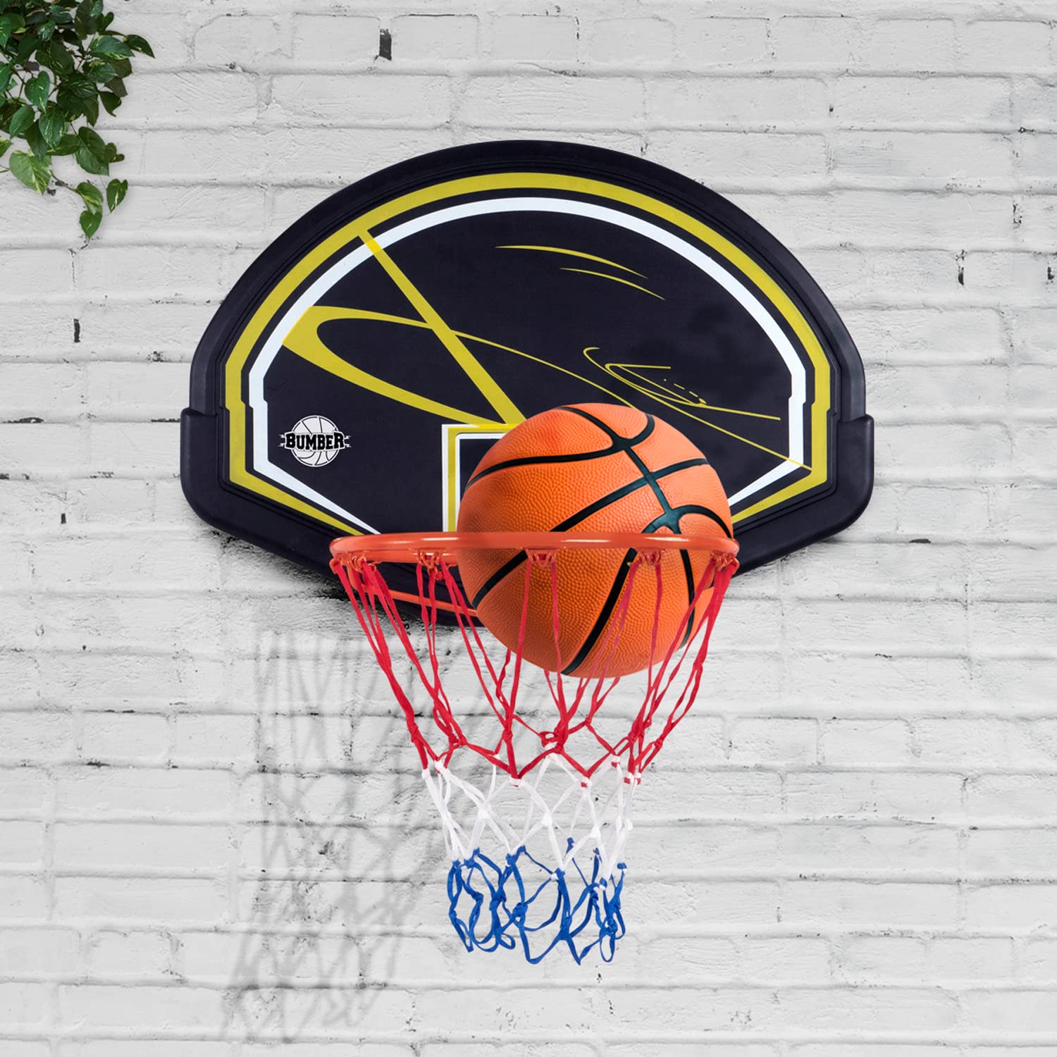 BUMBER Panneau de Basket Memphis Intérieur/Extérieur avec Fixation Porte et Murale incluses, Noir