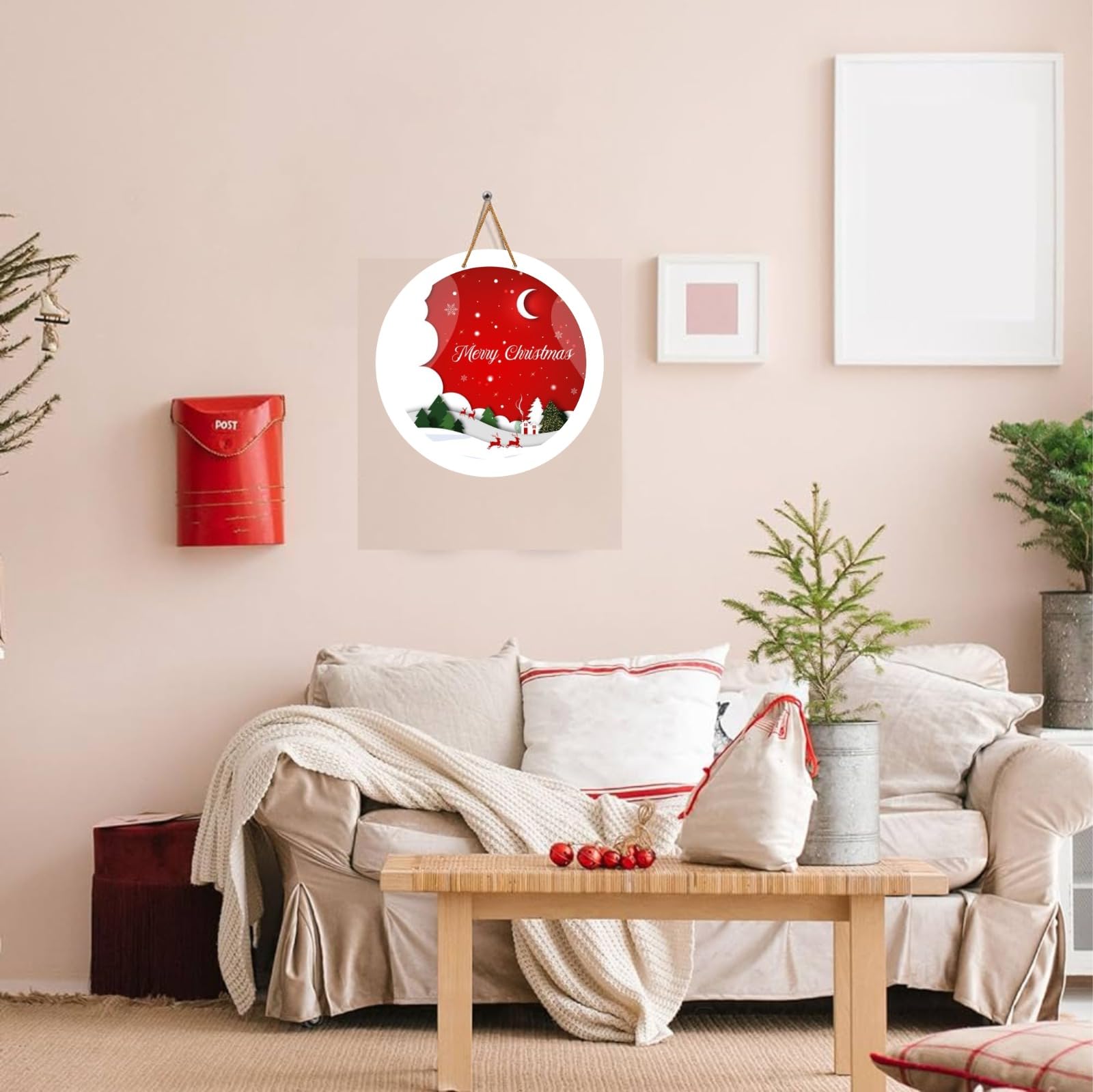 Webelkart Feliz Navidad impresa para colgar en la pared/puerta para el hogar y decoración de Navidad, artículos de regalo de Año Nuevo (10 pulgadas) (Diseño-2)