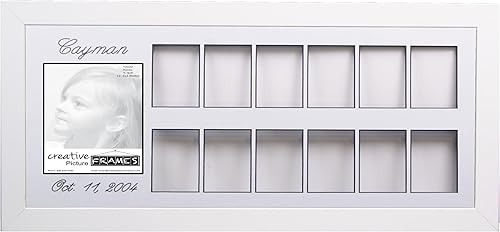 Marco de fotos personalizado para el primer 12 meses de 12 meses, color blanco caramelo con soporte y colgador