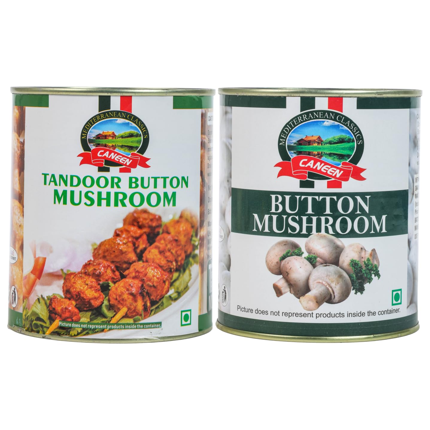 CANEEN Button Mushroom Tandoor | No Artificial Colours | Suitable for Party Platter, Gravy Dishes, Barbeque | Combo Pack of 2 cans (800gms X 2)