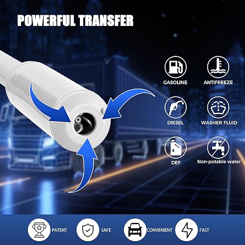 Miniatura 4 de Bomba de transferencia de gas portátil con batería, bomba de transferencia de combustible de 2.8 GPM con boquilla manual para control de flujo de