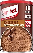 SlimFast Meal Replacement Shake for Weight Loss and Balanced Diet, Vitamins and Minerals, Low Calorie, High Protein, Chocolate Flavor, 16 Servings, 600 g, Packaging Can Be Used