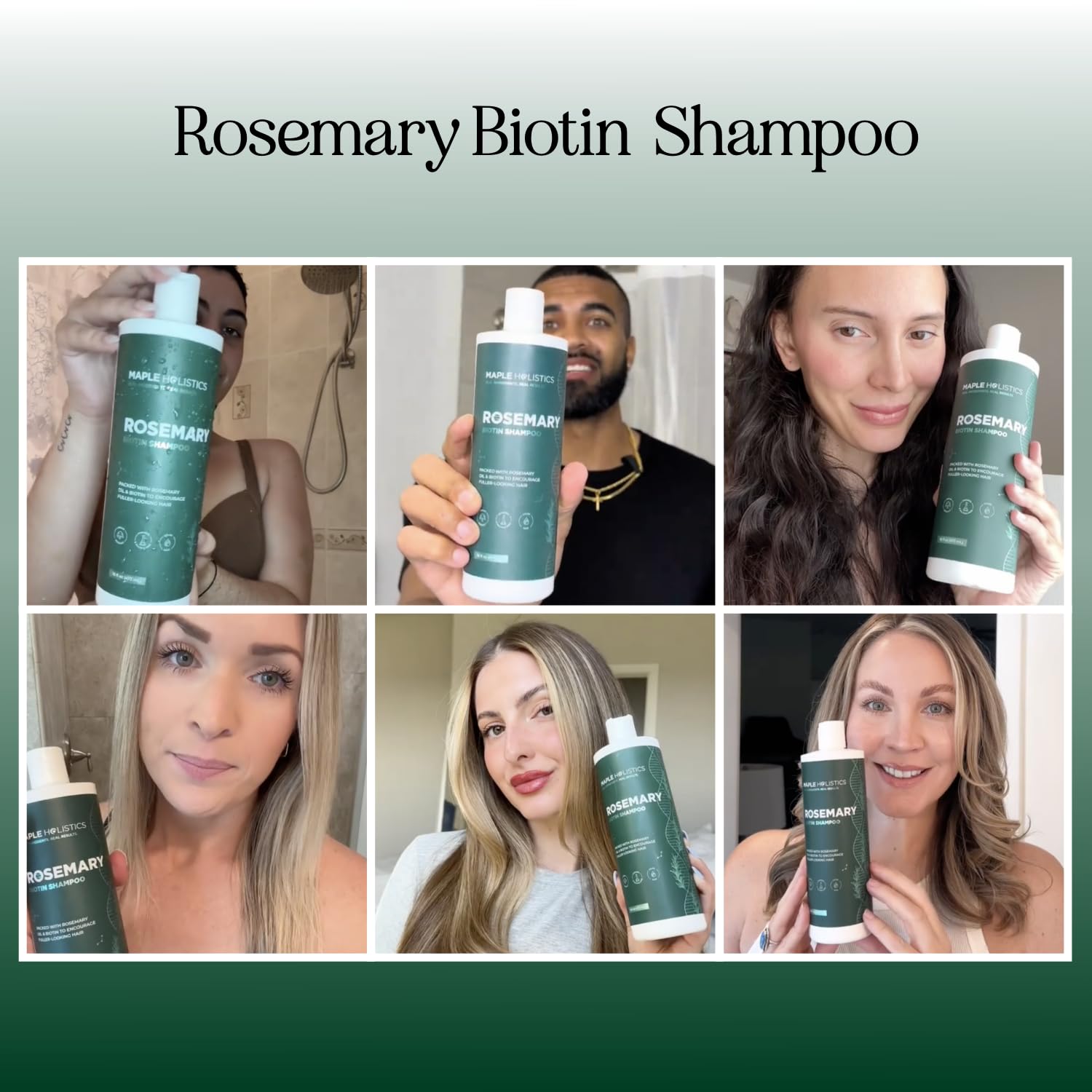 Maple Holistics Biotina Shampoo Al Rosmarino Per La Crescita Dei Capelli - Vegano Senza Solfati Shampoo Biotina Di Rosmarino Per Dimagramento Dei Capelli E Caduta Dei Capelli Con Olio Essenc