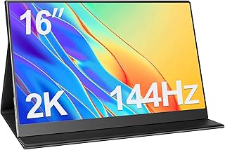 Lasitu 2K Portable Monitor 16 Inch 144Hz 2560x1440 Travel Monitor 100% sRGB Laptop Monitor IPS Portable Screen for Laptop PC Phone Xbox PS4-5 Switch with Smart Cover