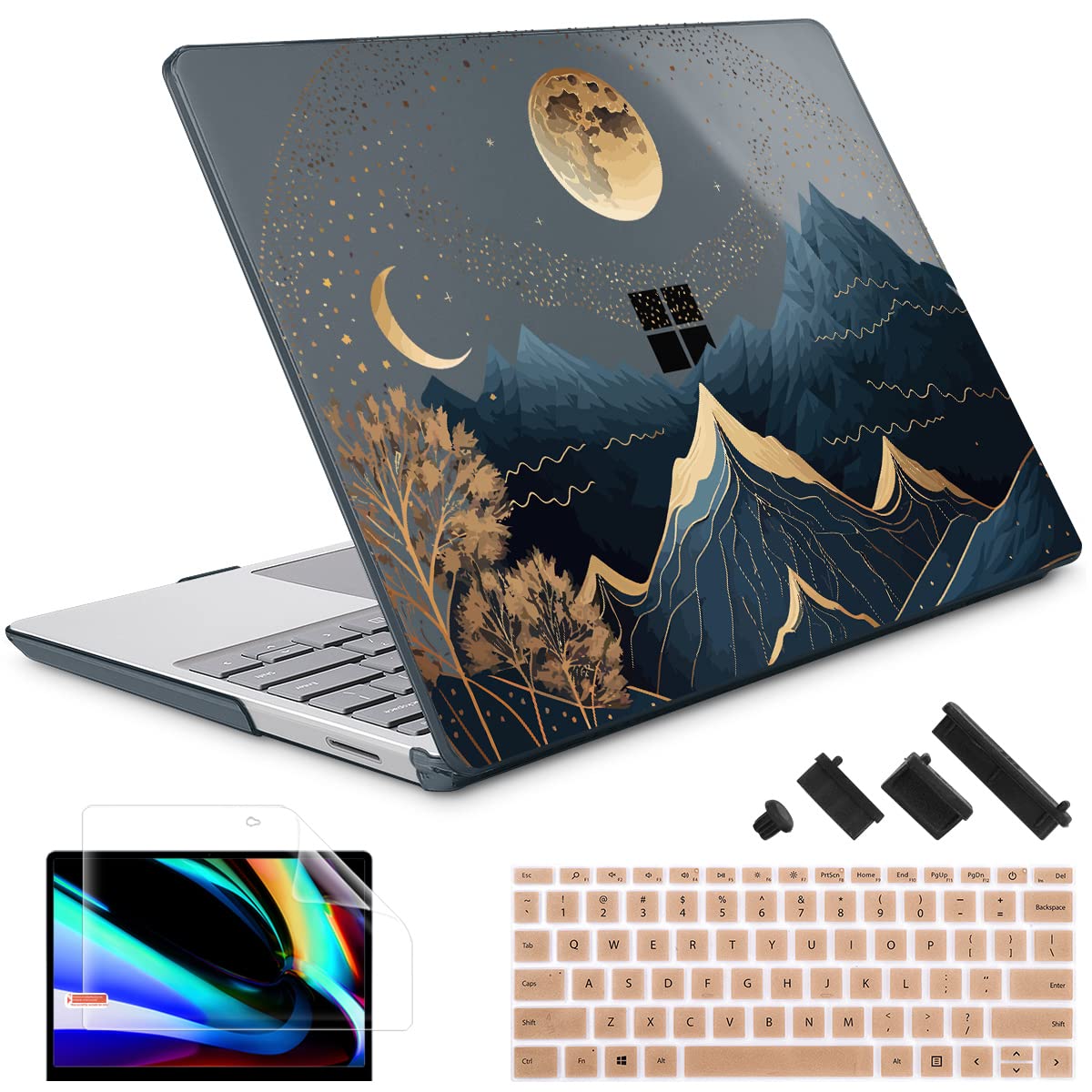 May Chen for 15 inch Microsoft Surface Laptop 3/4/5 with Metal Palm Rest Models:1872 1873 1953 1979, Plastic Hard Shell Case with Screen Protector & Keyboard Cover & Dust Plug, Traditional