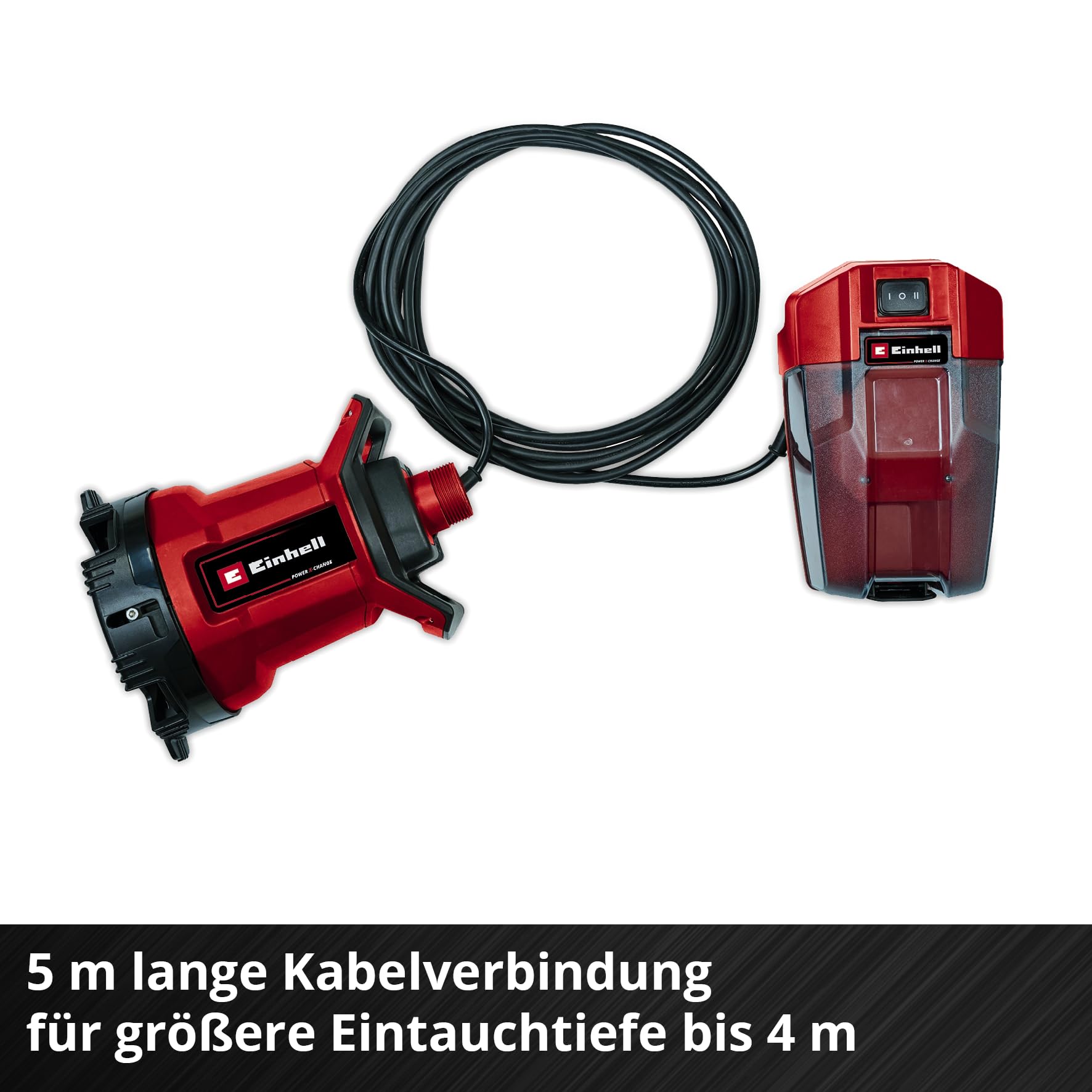 Einhell Akku-Schmutzwasserpumpe GE-DP 18/25 LL Li-Solo Power X-Change (18 V, 7.000 L/h Fördermenge, flachabsaugend, 5 m Förderhöhe, ECO- und BOOST-Modus, ohne Akku)