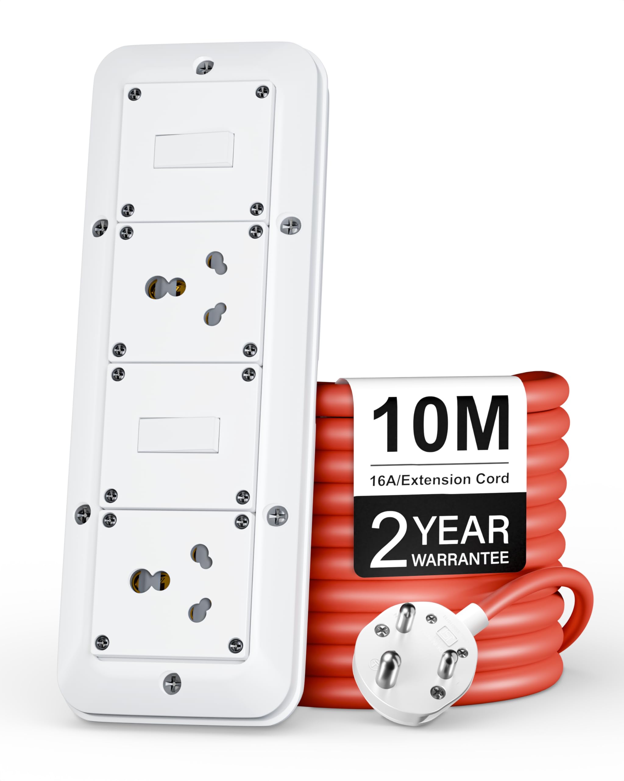 FEDUS 16amp 2500 Watts 10 Meter Cable Heavy Duty High Load Capacity Electric Power Extension Switch Board 1.5 SQ MM Cord with 2 Socket 2 Switches,for Oven,EV Charger Charging,Press,Induction Stove,AC-image-23