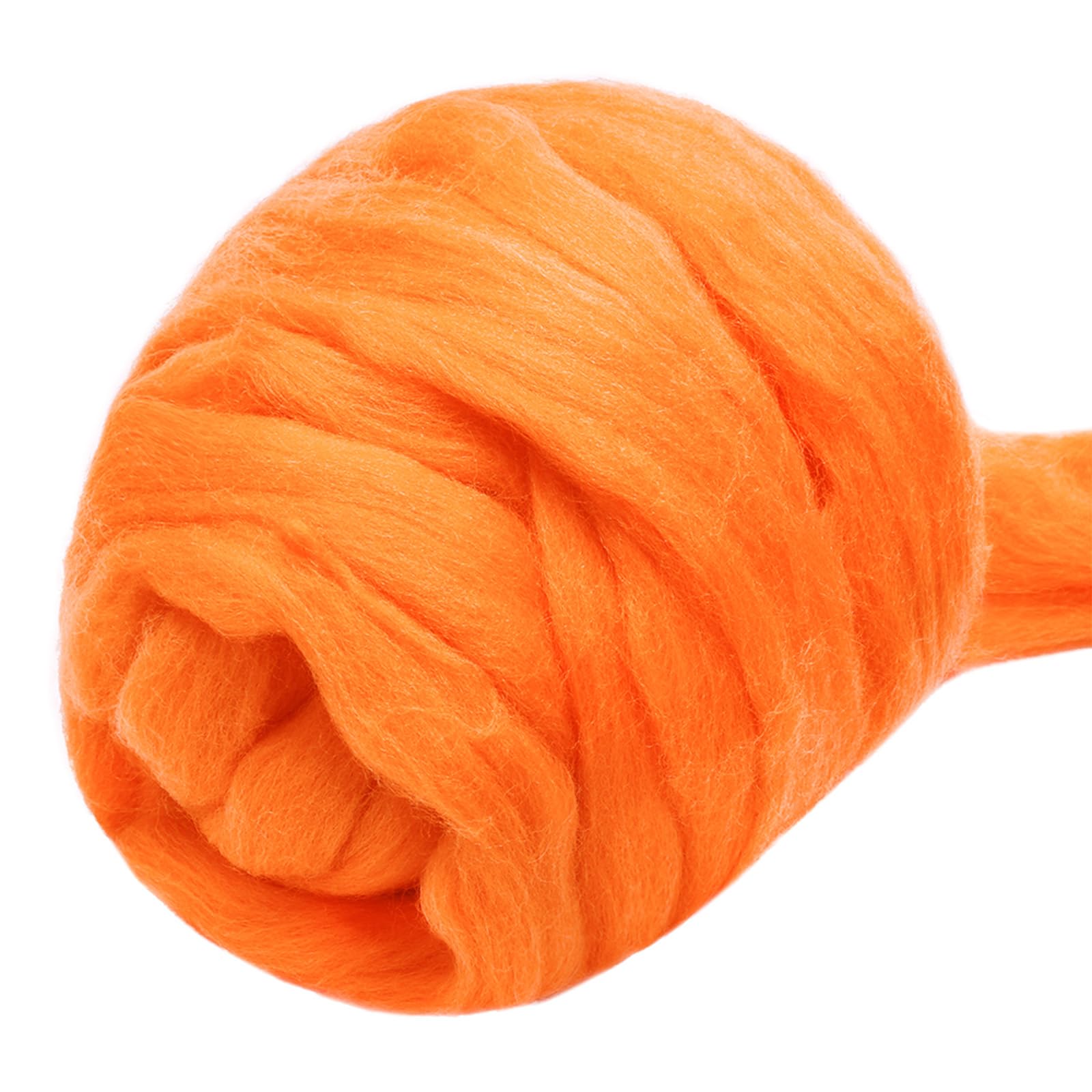 Jupean 3.53oz Wool Roving Yarn, Fiber Roving Wool Top, Wool Felting Supplies, Pure Wool, Chunky Yarn, Spinning Wool Roving for Needle Felting Wet Felting DIY Hand Spinning (Orange)