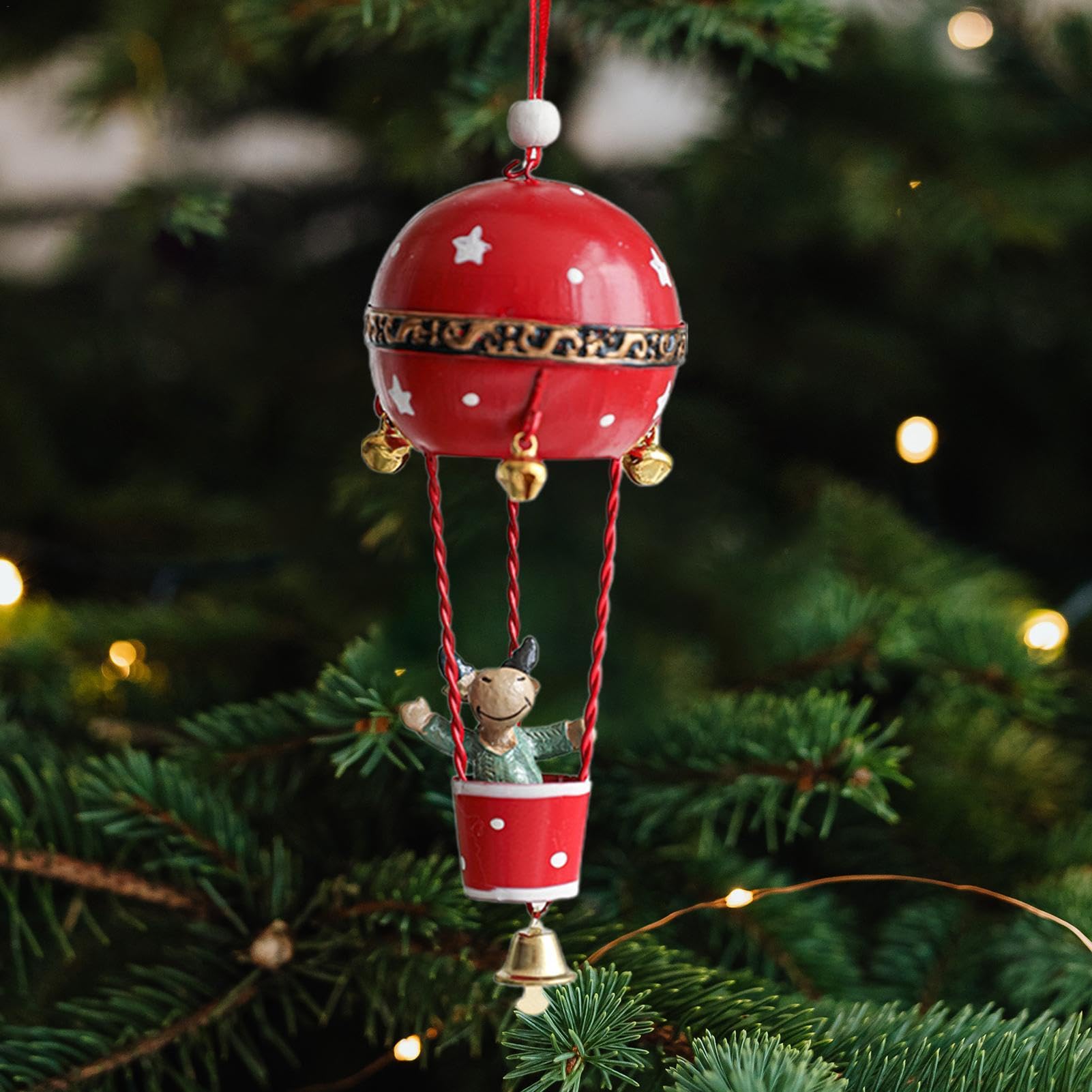 Amazon.co.jp: クリスマス熱気球オーナメント、ベル付き、熱気球