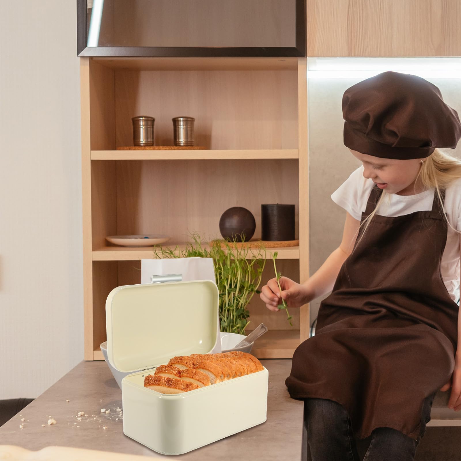 Vintage Brotdose aus Eisen, Weiß, Kompakt für Küche und Brot