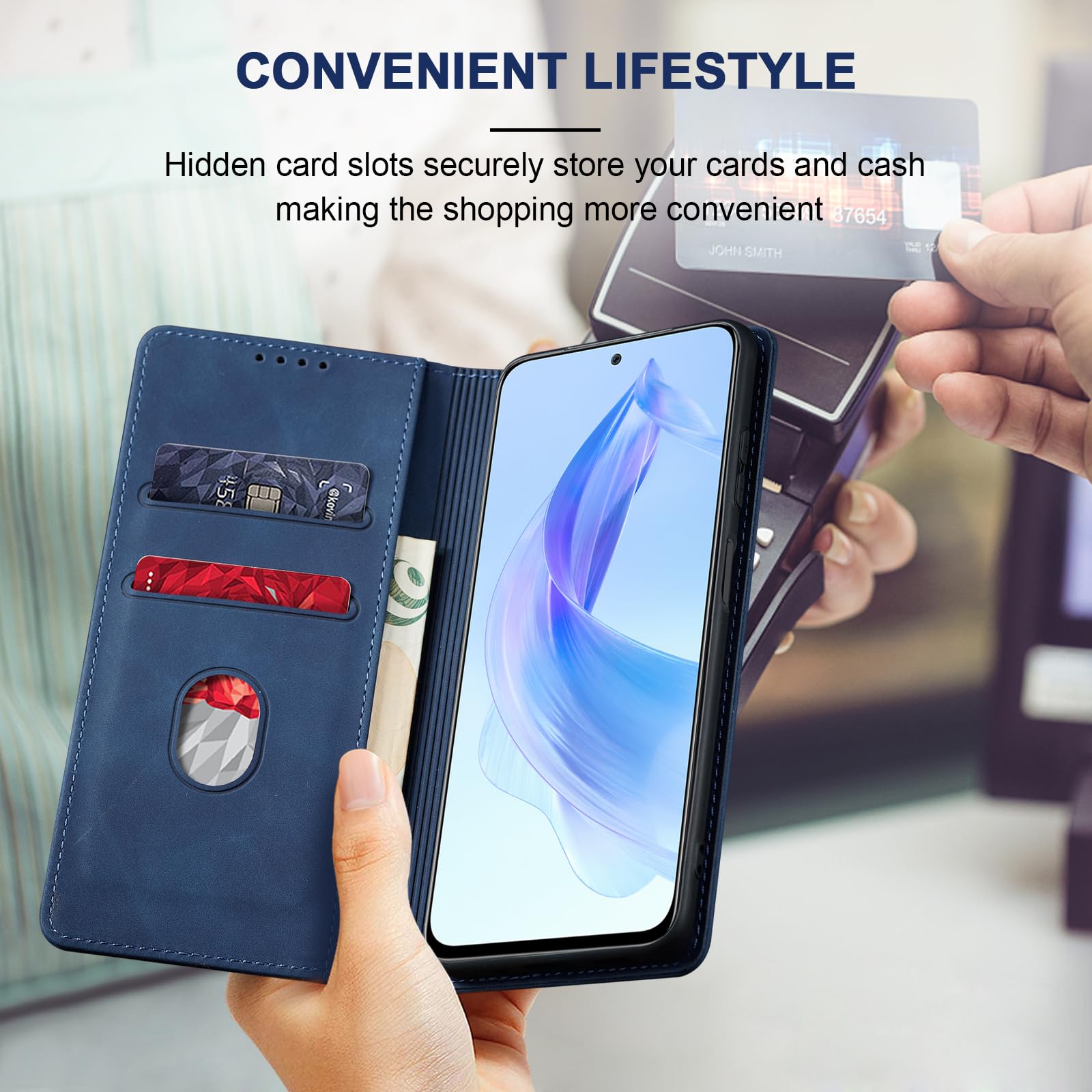 SDTEK Cover per Honor 90 Smart Flip Cover in Pelle Protezione Completa Porpora