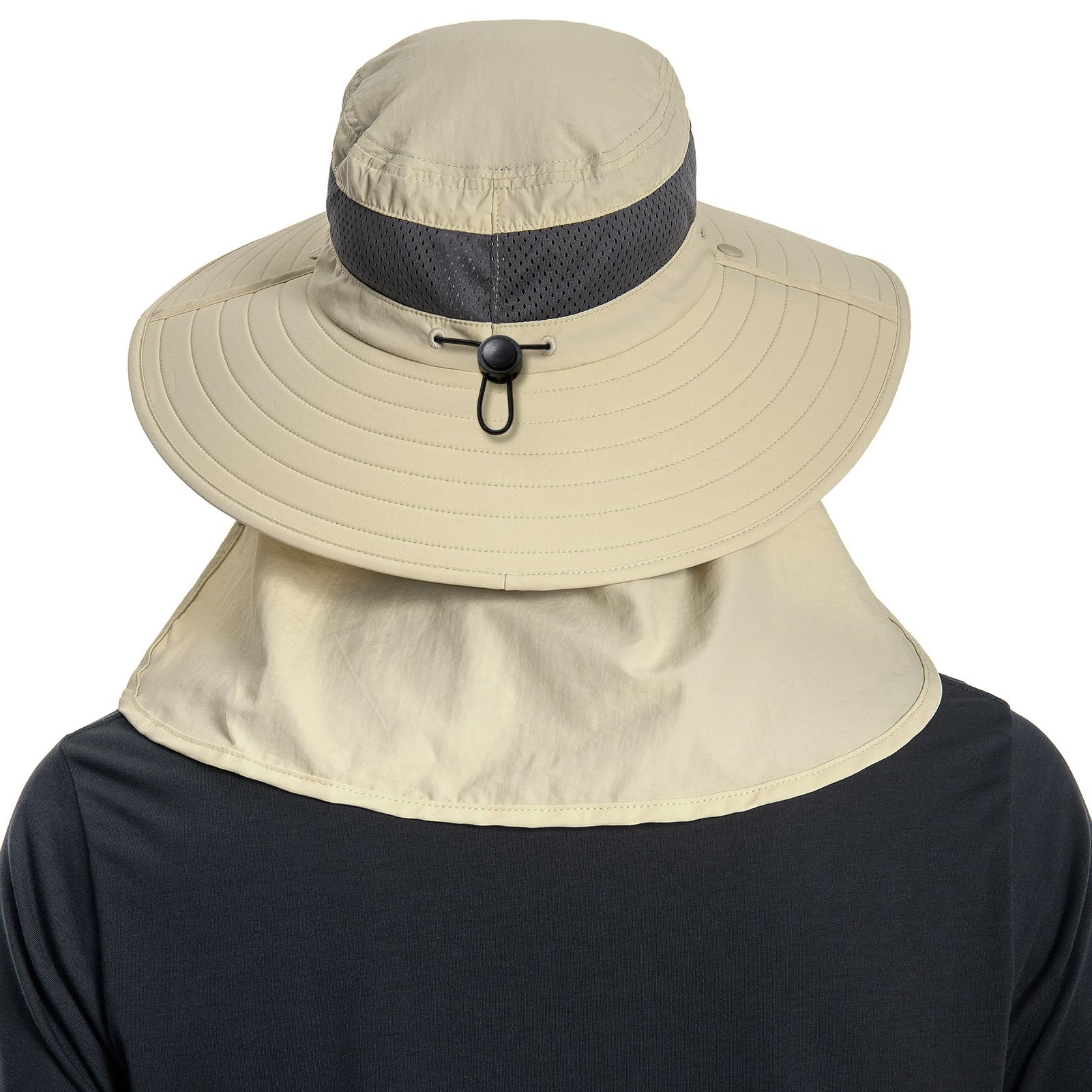 Bassdash Cappello da Sole Traspirante UPF 50+ con copriviso Rimovibile e paranuca Cappello a Secchiello a Tesa Larga Resistente all'Acqua per la Pesca, l'escursionismo e l'outdoor, Uomo e Donna
