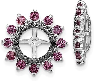 Jaquetas de prata esterlina 925 Rhodolite granada safira preta jaqueta pedra do mês de nascimento junho joias finas para mulheres presentes para ela, Prata esterlina Cristal Pedra Prata esterlina Cristal Pedra Granada Safira, Granada rodolita Safira