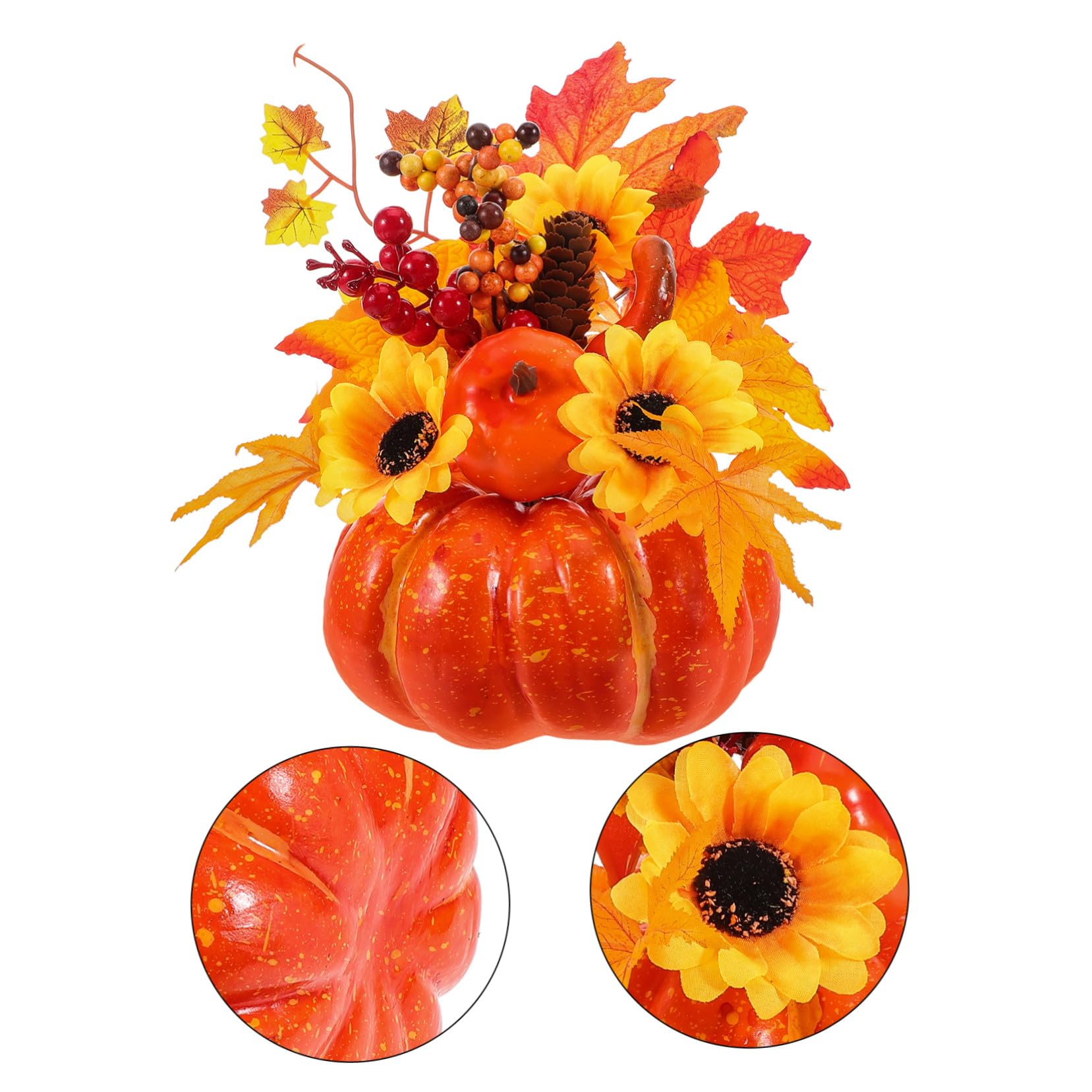 STOBAZA Decorazione Autunnale Zucca Finta Grande a Forma di Zucca Girasole Artificiale in Plastico Robusto e Salvaspazio per Festival di Autunno e Arredamento Casa