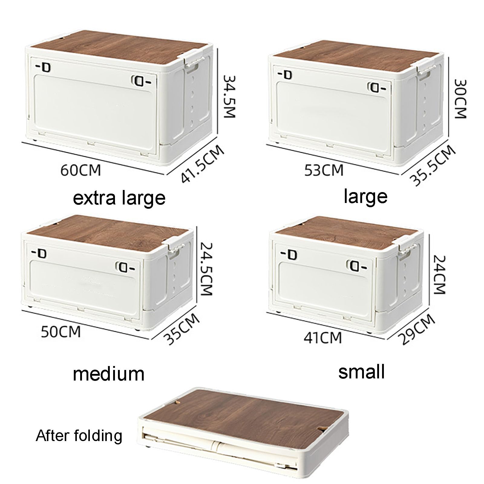 Campingbox Mit Deckel, Faltbare Stapelbar Aufbewahrungsbox Mit Riemenscheiben, Faltschachtel Stauraum Kofferraum Mit Holzdeckel Kann Als Schneidebrett- Blue|| 50 * 35 * 24.5cm