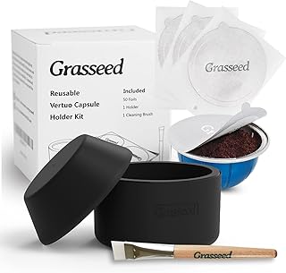 Reusable Vertuo Capsule Kit for VertuoLine Capsules with 50Pcs Aluminum Foil Seals Lid, Holder and Brush, Fits for Refill Pods Vertuoline Pod