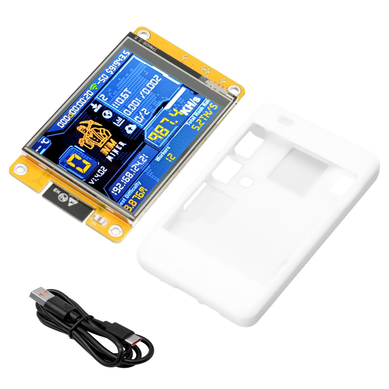 NerdMiner V2 Mining avec Boîtier Blanc Bitcoin, 1060KH/S NerdMiner V2  Bitcoin Miner avec 2.8