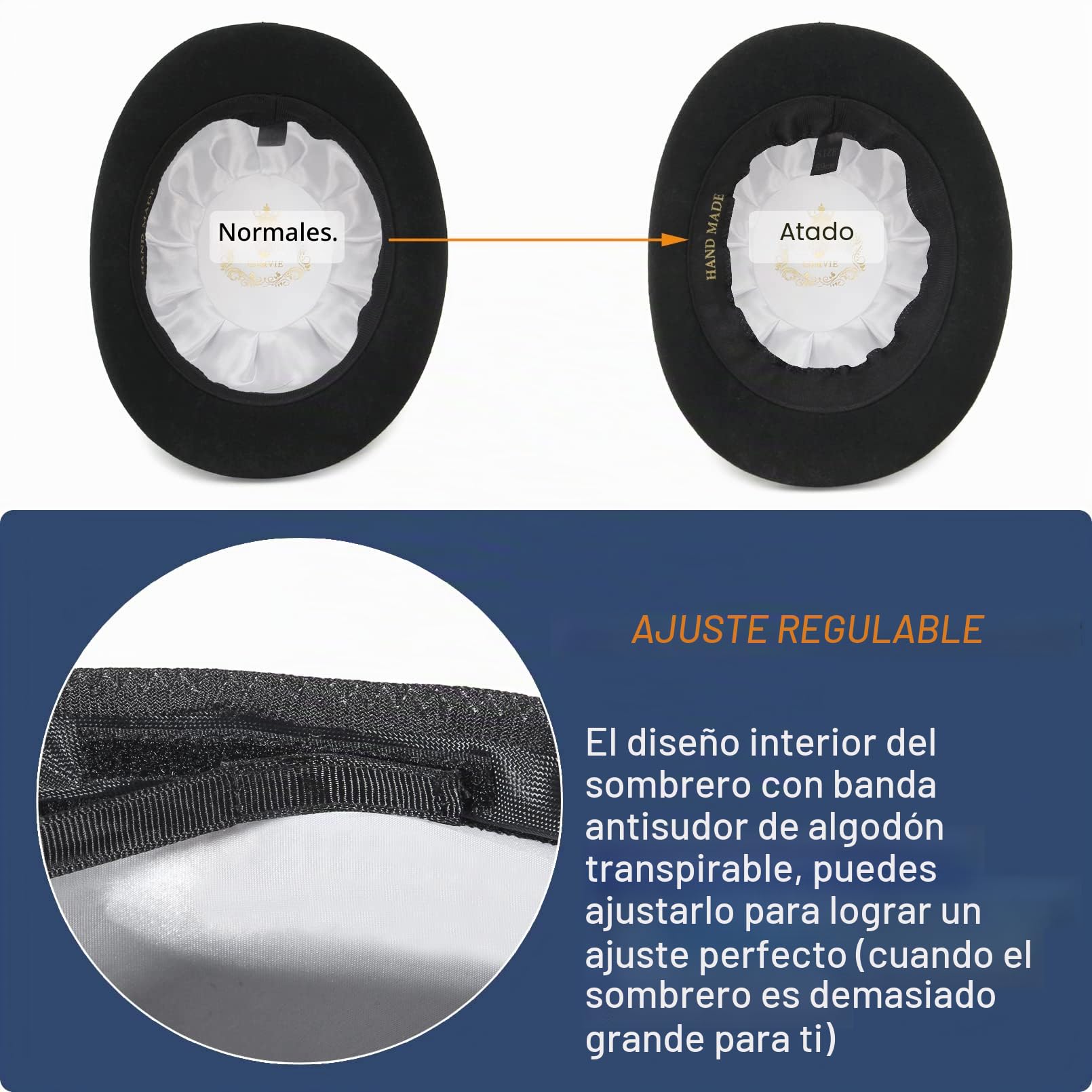 GEMVIE Sombrero de Derbi de Lana Negra 100% Calidad del Teatro Ropa Retro de Sombrero de tazón Masculino y Femenino