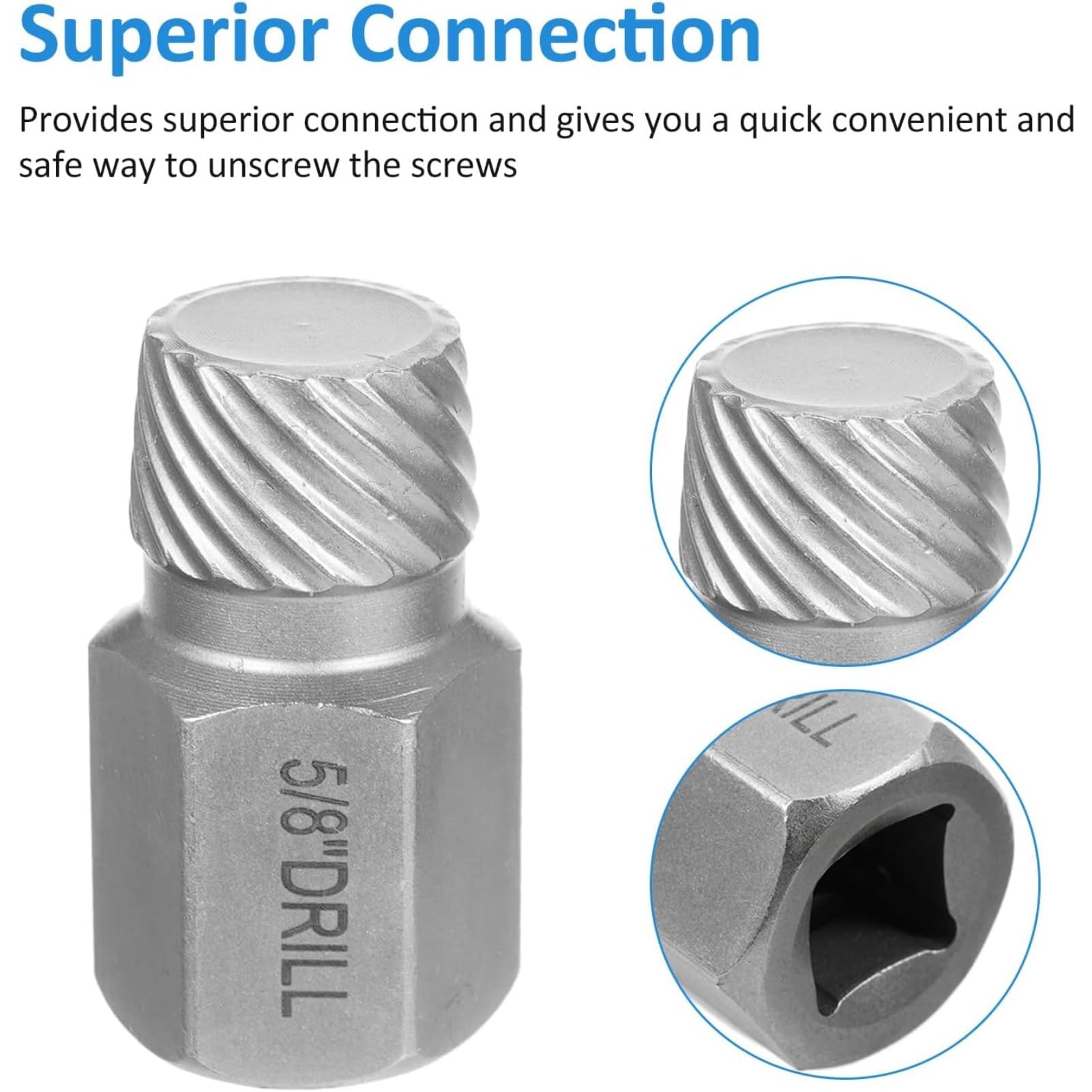 Juego de 27 extractores de tornillos con cabeza hexagonal de 3/8 pulgadas, herramienta redondeada multiranura para quitar pernos dañados