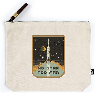 Lantern Press 8-Bit Space Collection, Space Shuttle, No Star Too Far, Contour (100% Cotton Canvas Travel Accessory Go Bag)