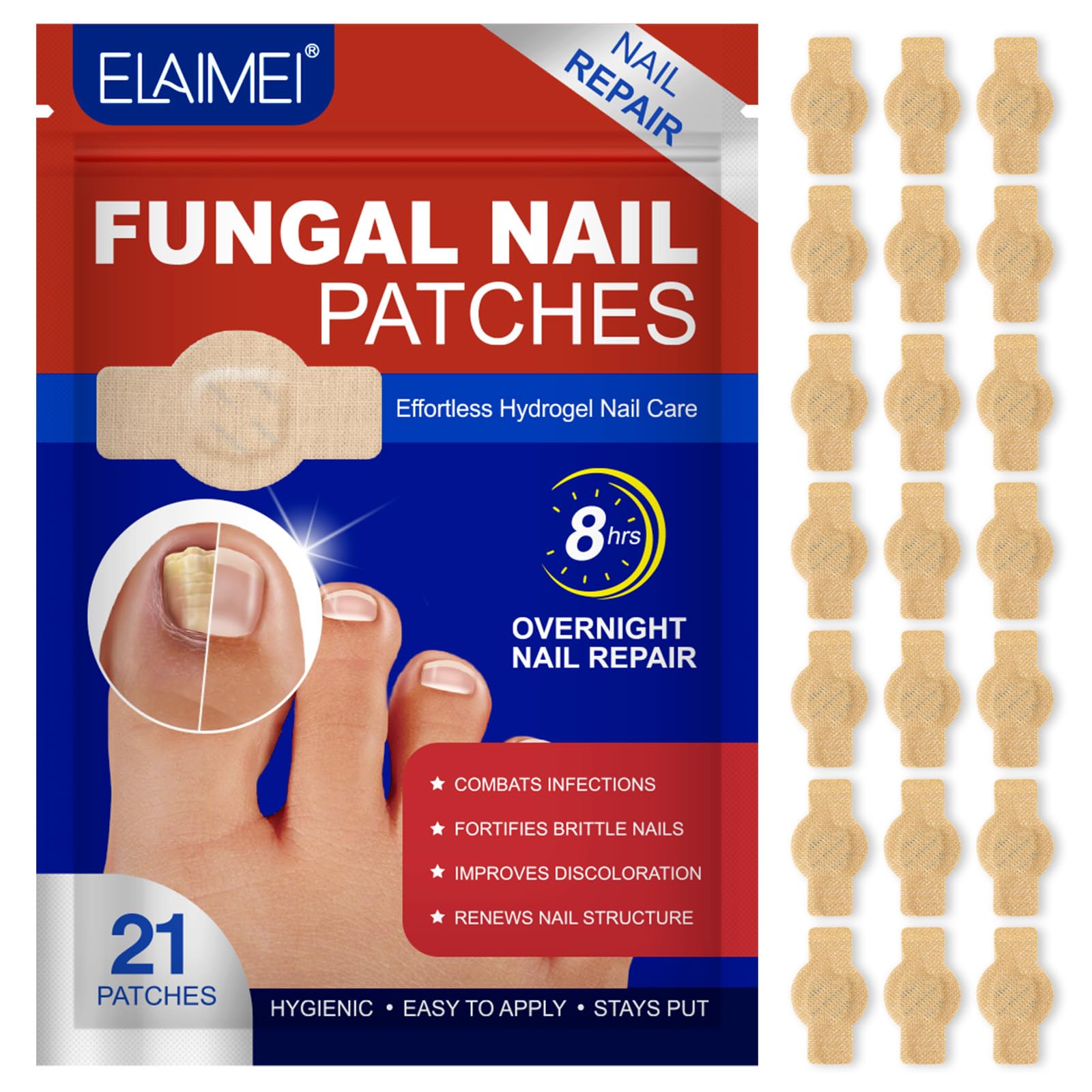 Fungal Nail Patches, 21 Pcs Fungal Nail Treatment for Toenails Extra Strong