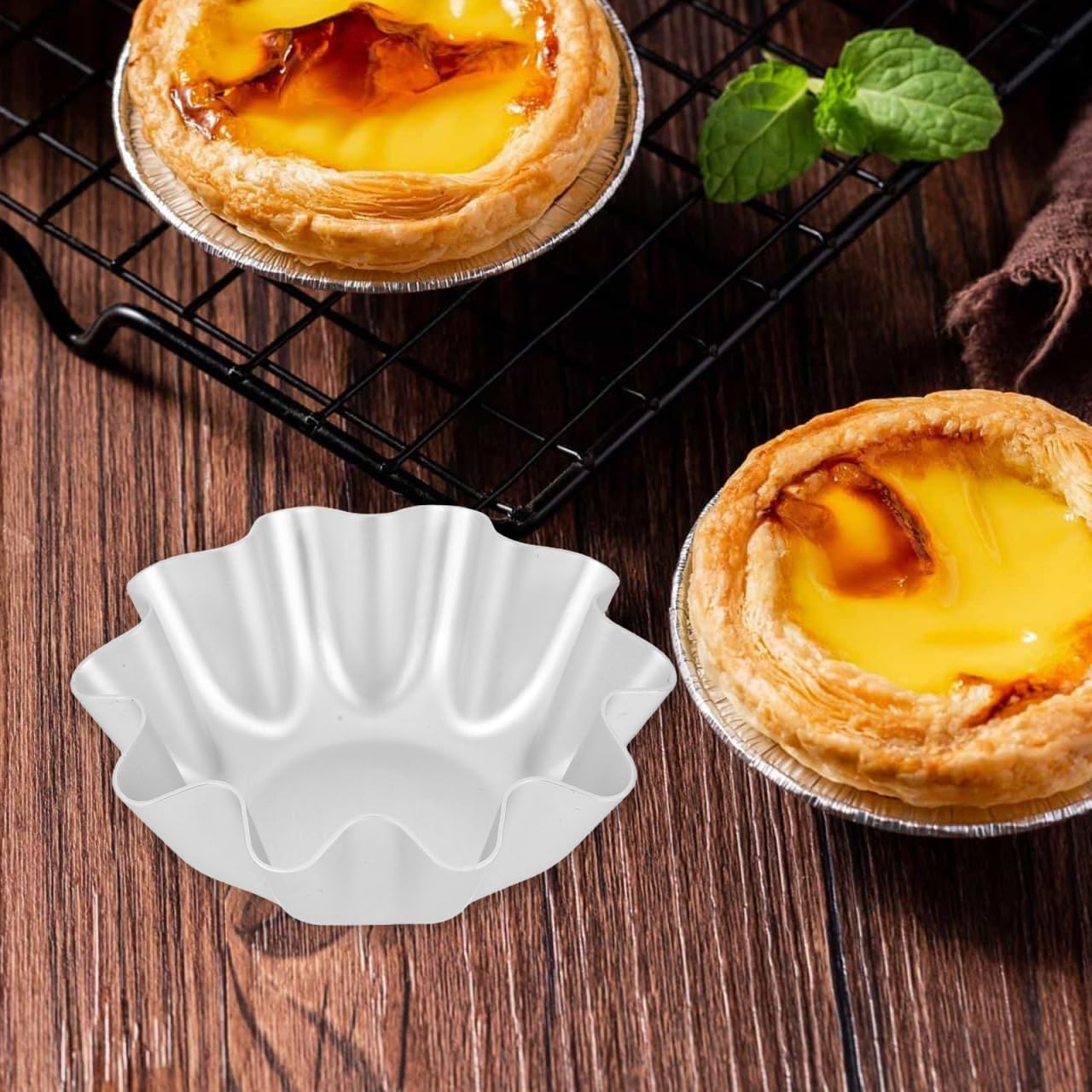 Luxshiny 12 moldes para tartaletas de huevo, herramientas para hornear tartaletas, moldes de gelatina de metal, moldes para tartas, moldes antiadherentes, moldes para pudín, utensilios de cocina,