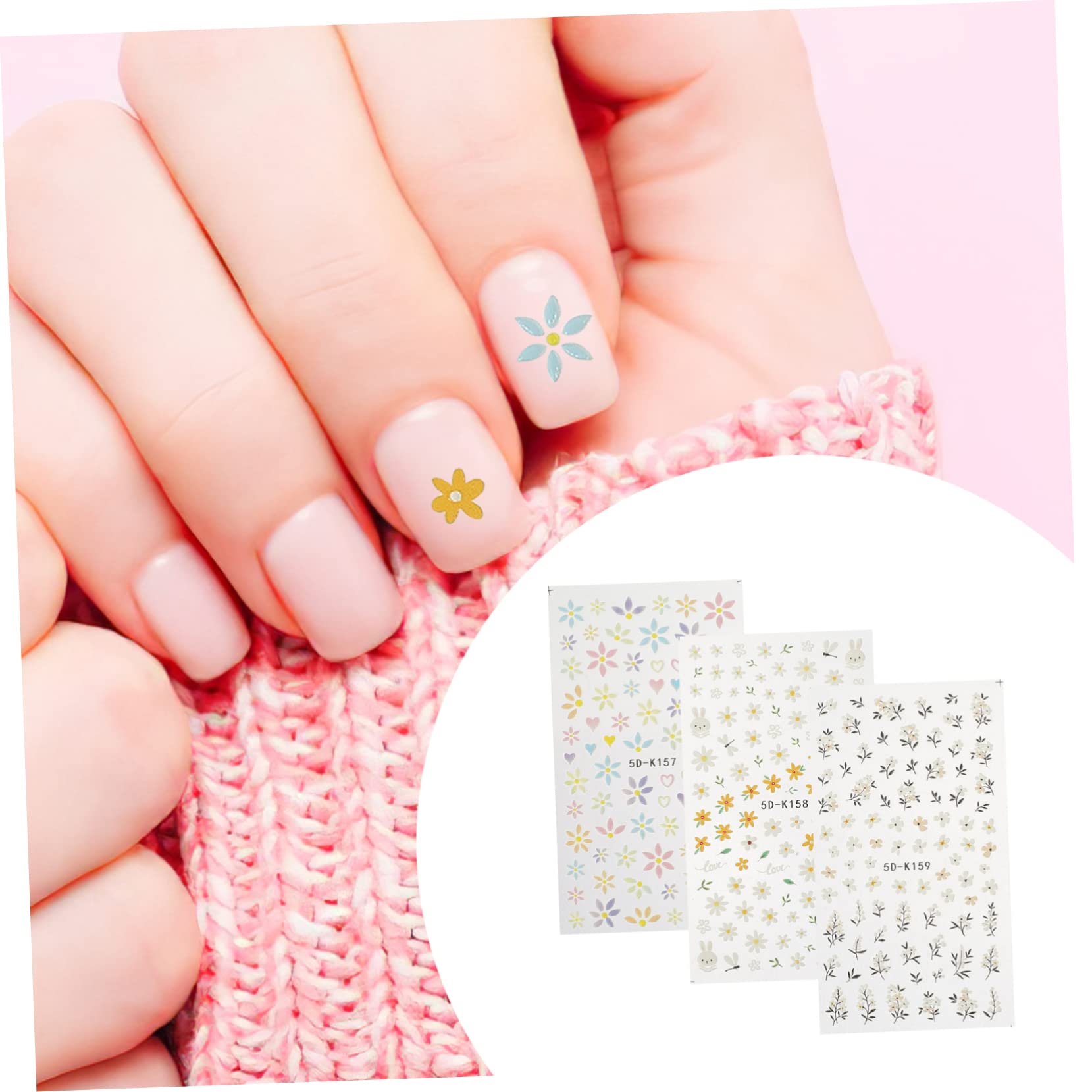 VALICLUD 4 Set Adesivi Per Chiodi in Rilievo 5d Unghia Con Se Stesso Manicure Etichetta Applique Decorazione Unghie Decalcomanie Per Adesivi Per Unghie Adesivo 3 Pezzi*4